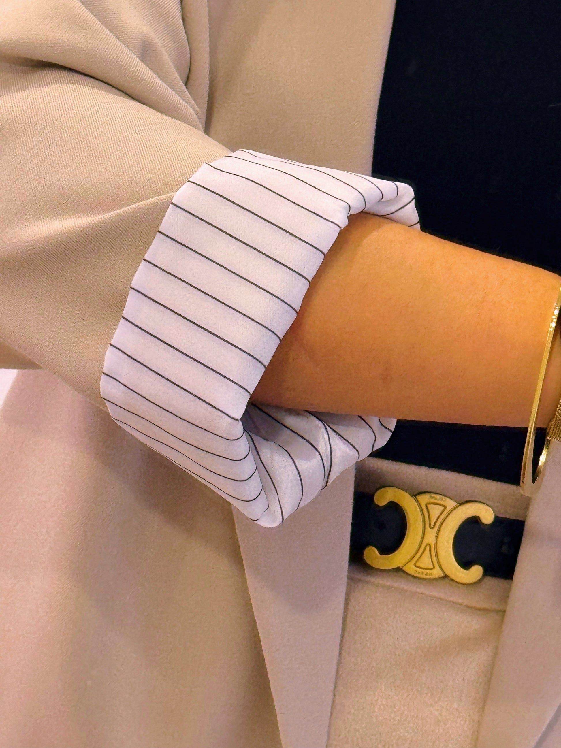 Blazer liso de corte reto com forro de risca diplomática | Bege