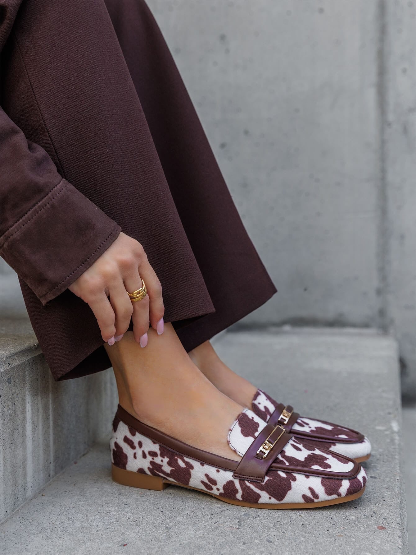 Sapato com estampado animal | castanho e branco