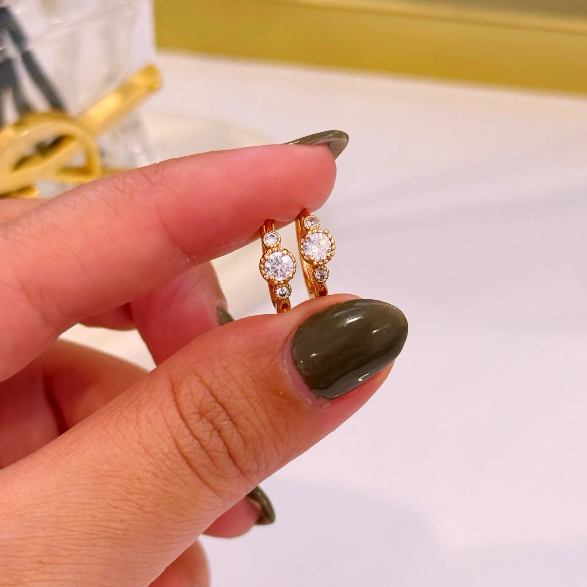 Argolinhas com 3 brilhantes | Rose Gold