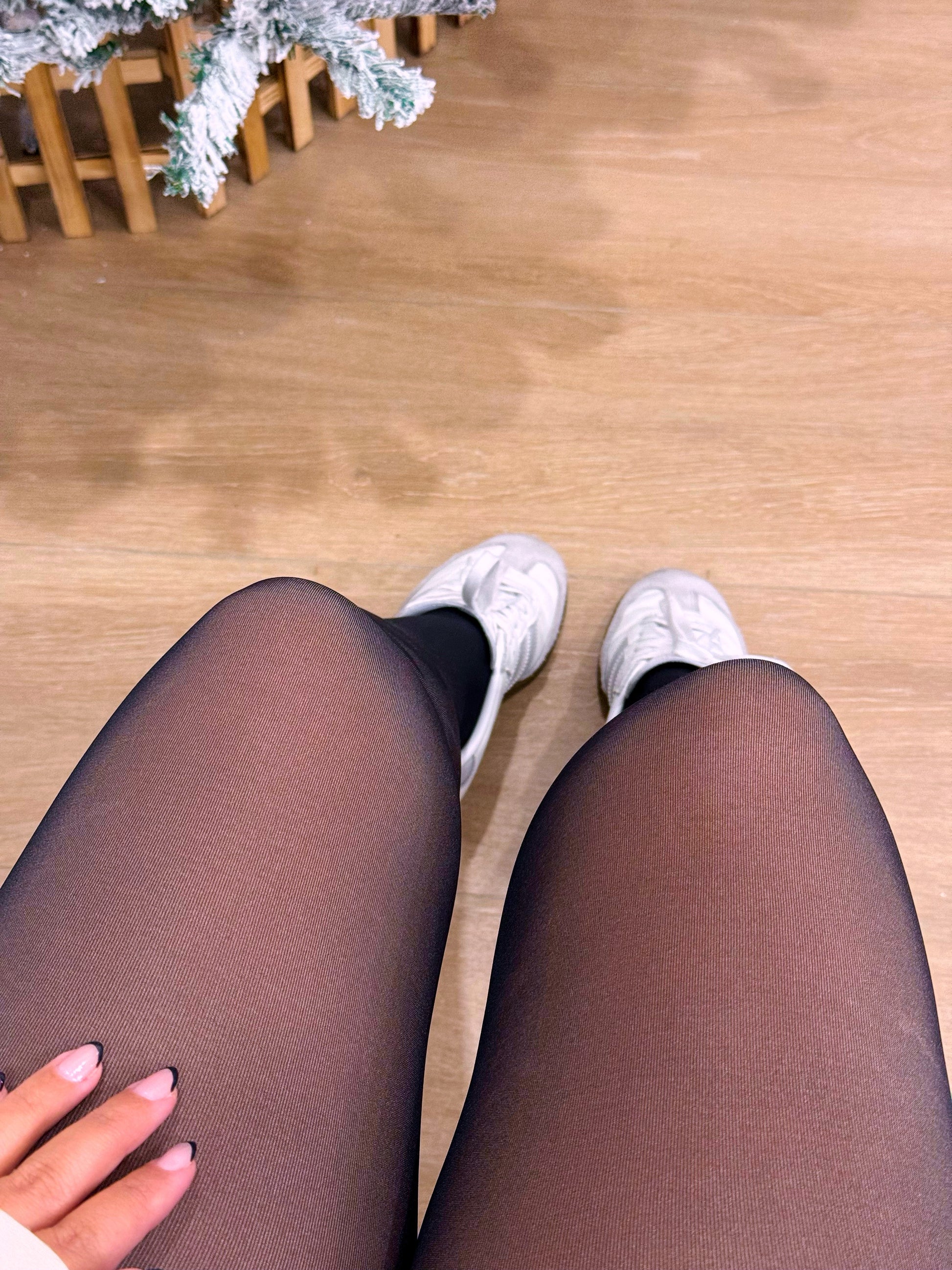 Meia-calça mágica térmica com efeito redutor | Preto com efeito bege