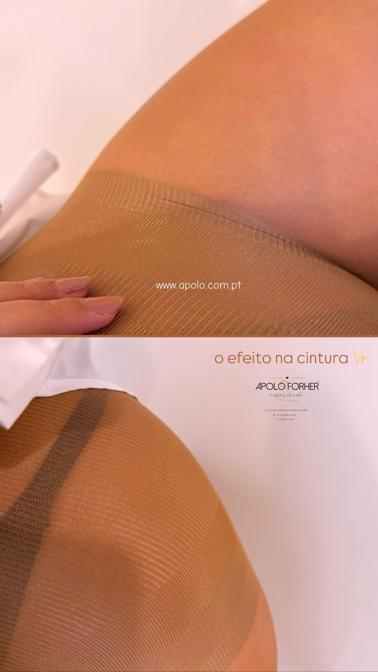 Meia-calça resistente efeito redutor abdômen | Bege escurinho • efeito pele morena