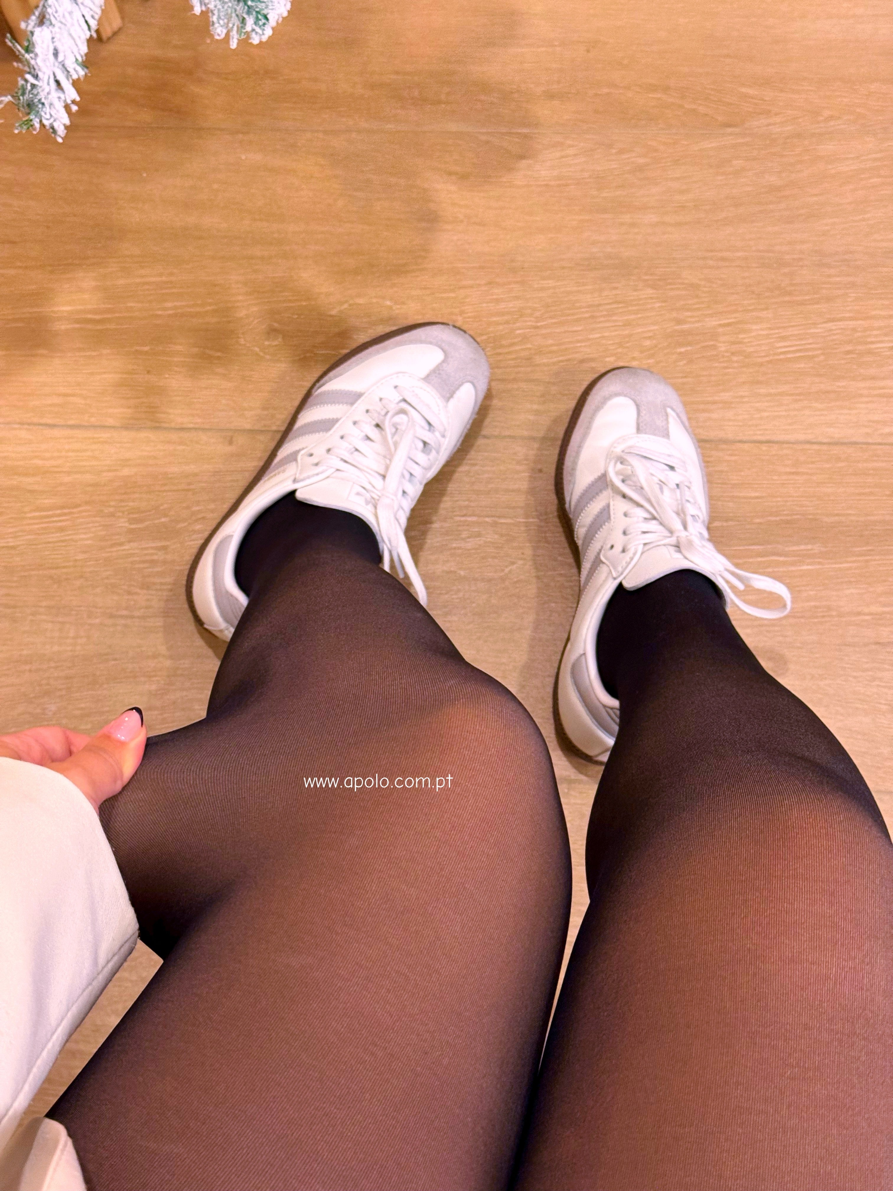 Meia-calça mágica térmica com efeito redutor | Preto com efeito bege