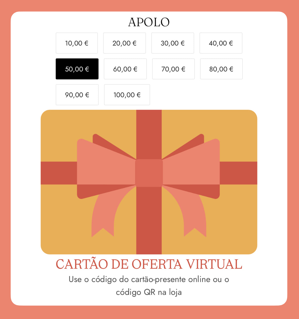 CARTÃO OFERTA VIRTUAL APOLO | GIFTCARD