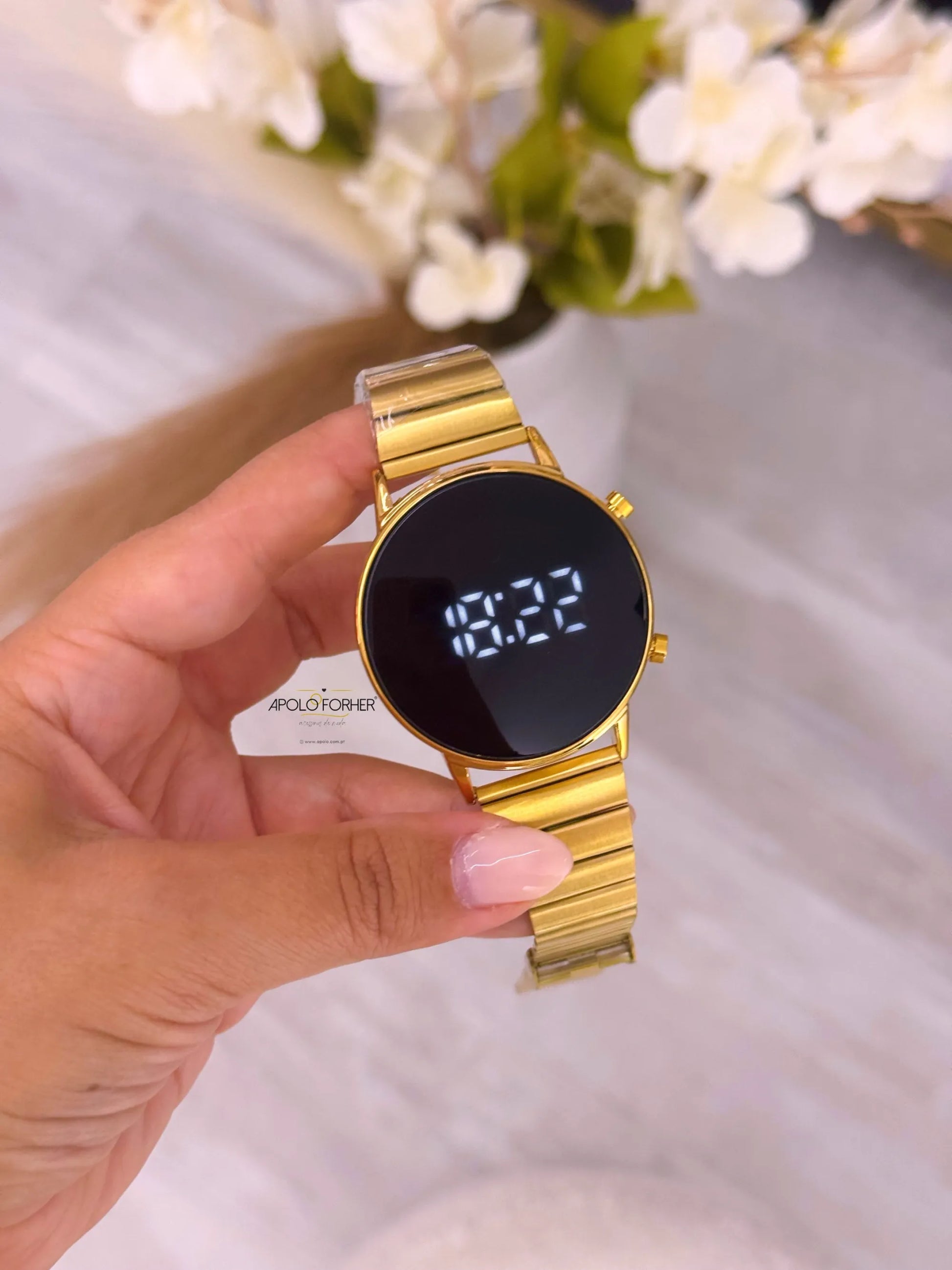 Relógio mostrador redondo | Dourado