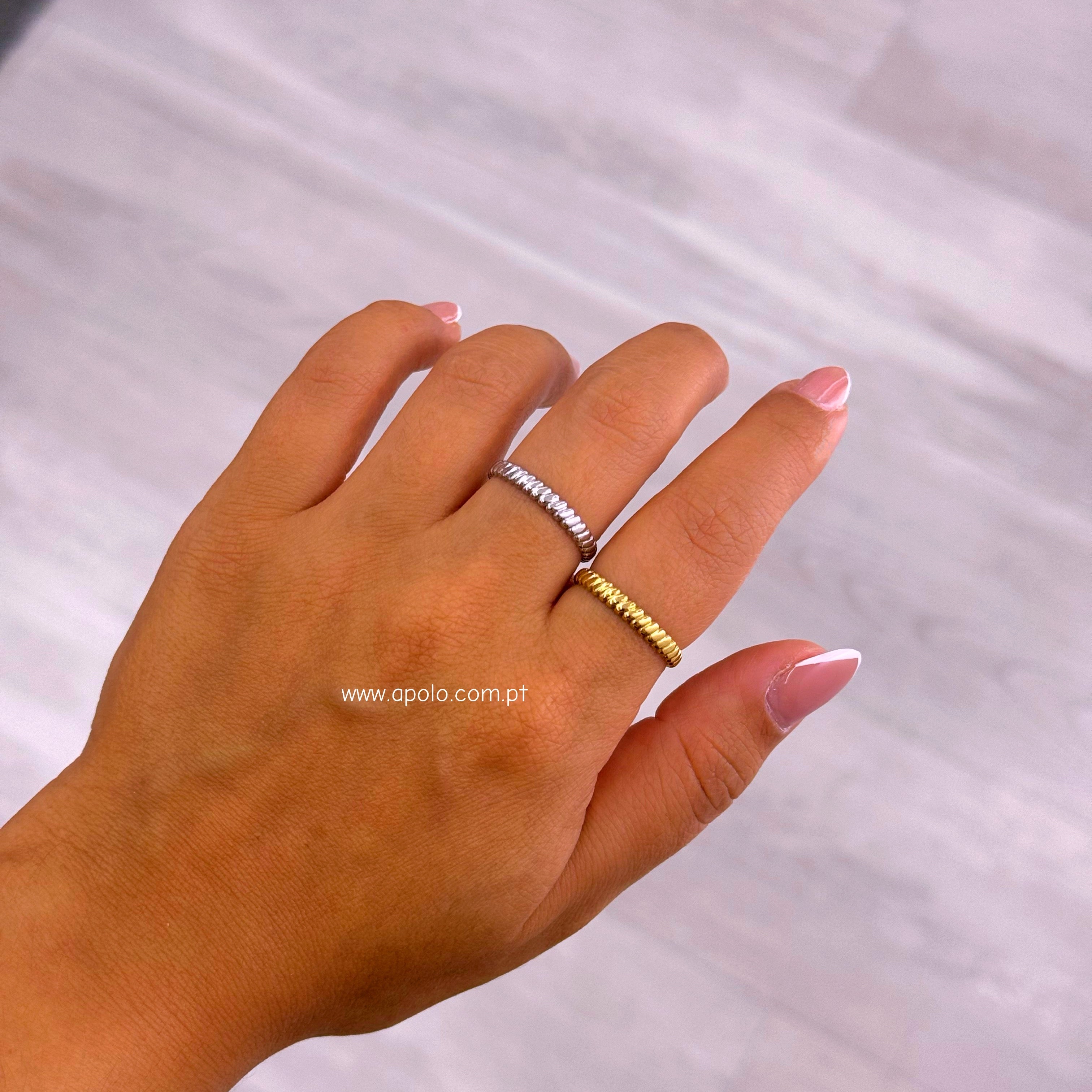 Anel ajustável fino com texturas | 2 Cores