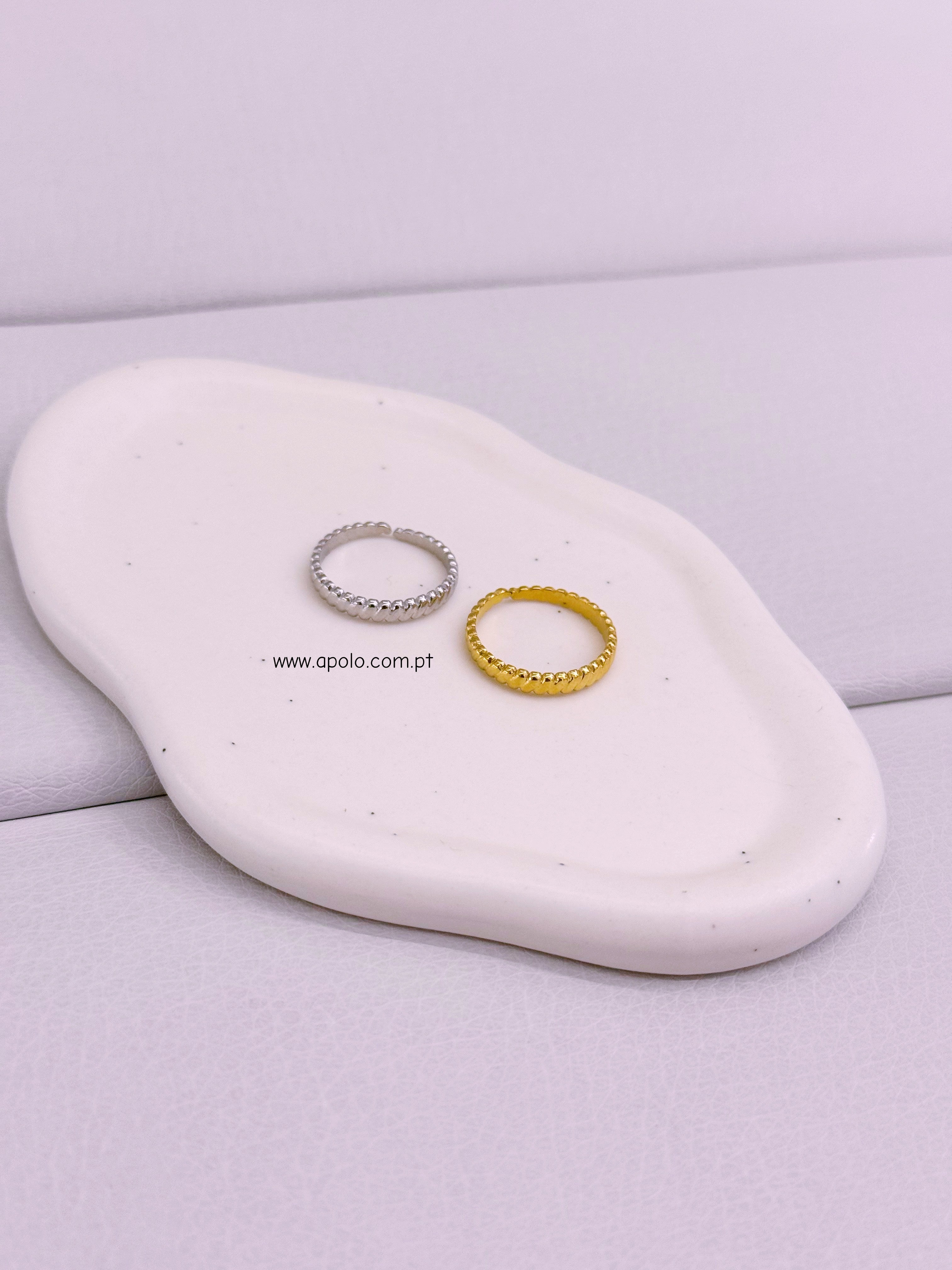 Anel ajustável fino com texturas | 2 Cores