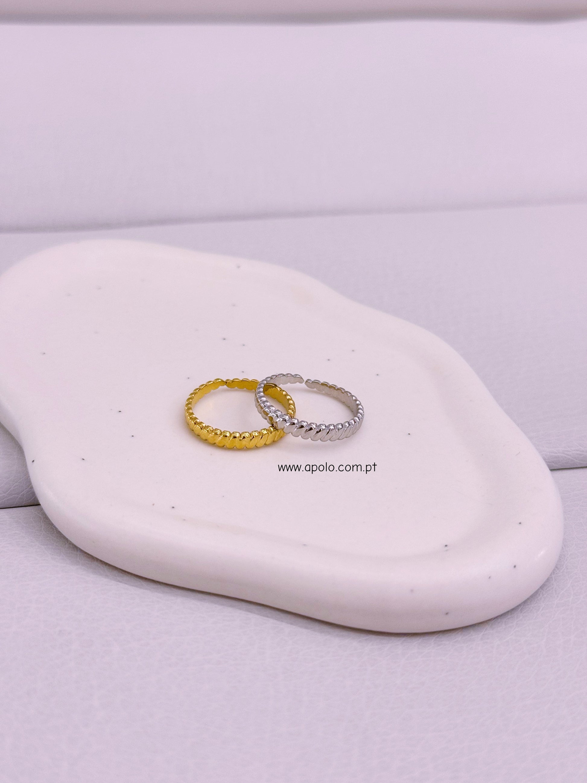 Anel ajustável fino com texturas | 2 Cores
