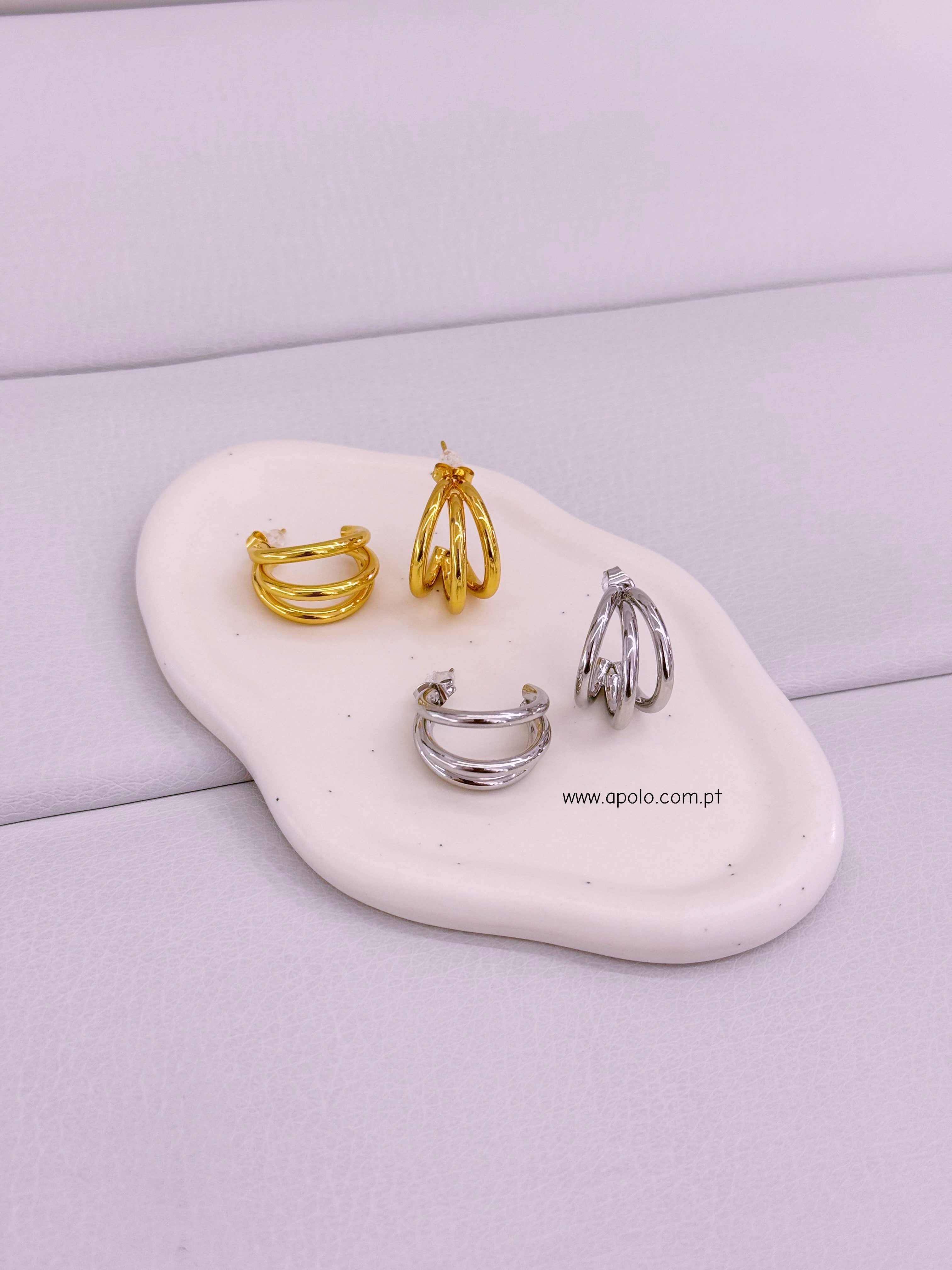 Argolas efeito triplo em aço inoxidável | 2 Cores