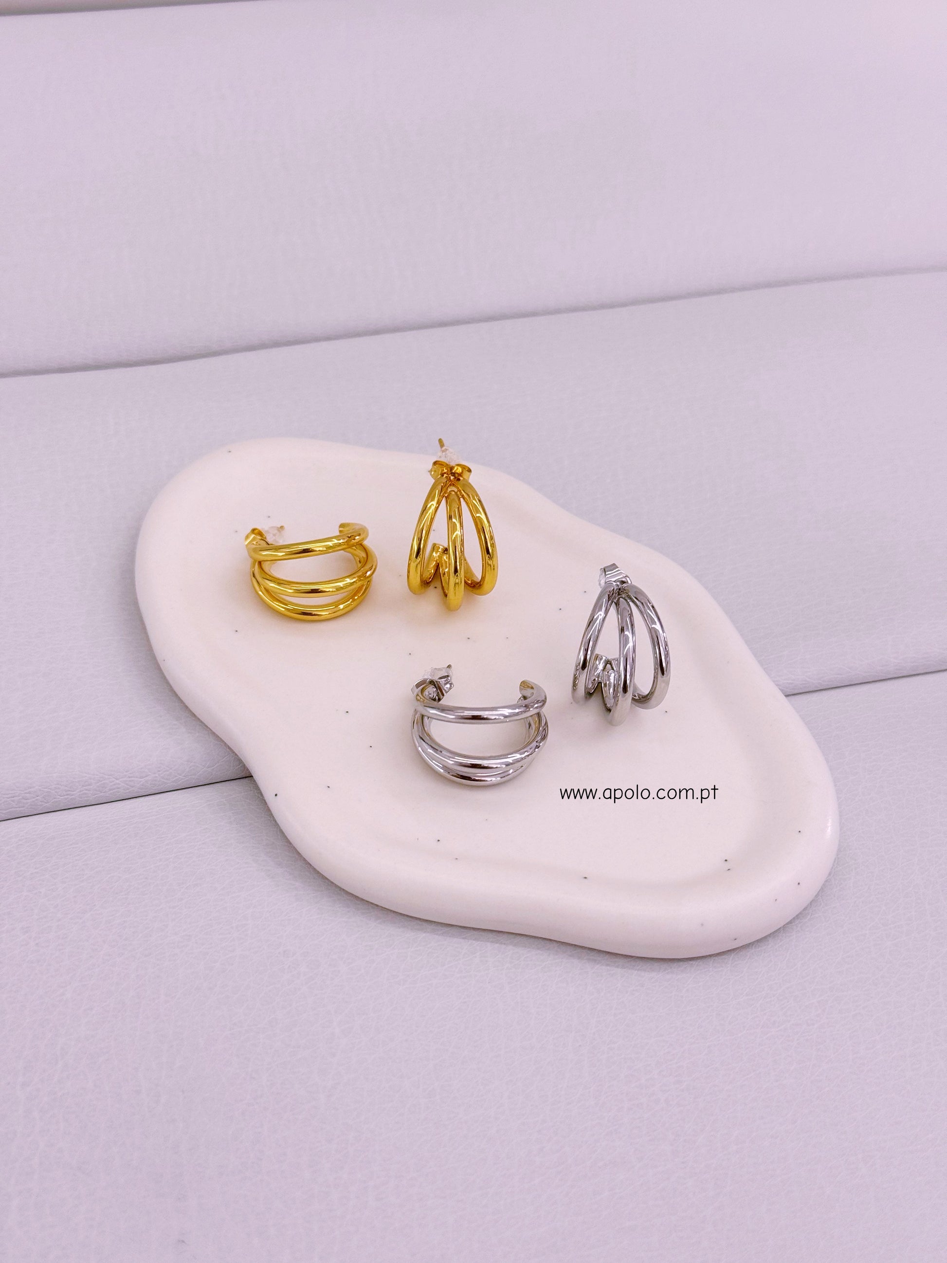Argolas efeito triplo em aço inoxidável | 2 Cores