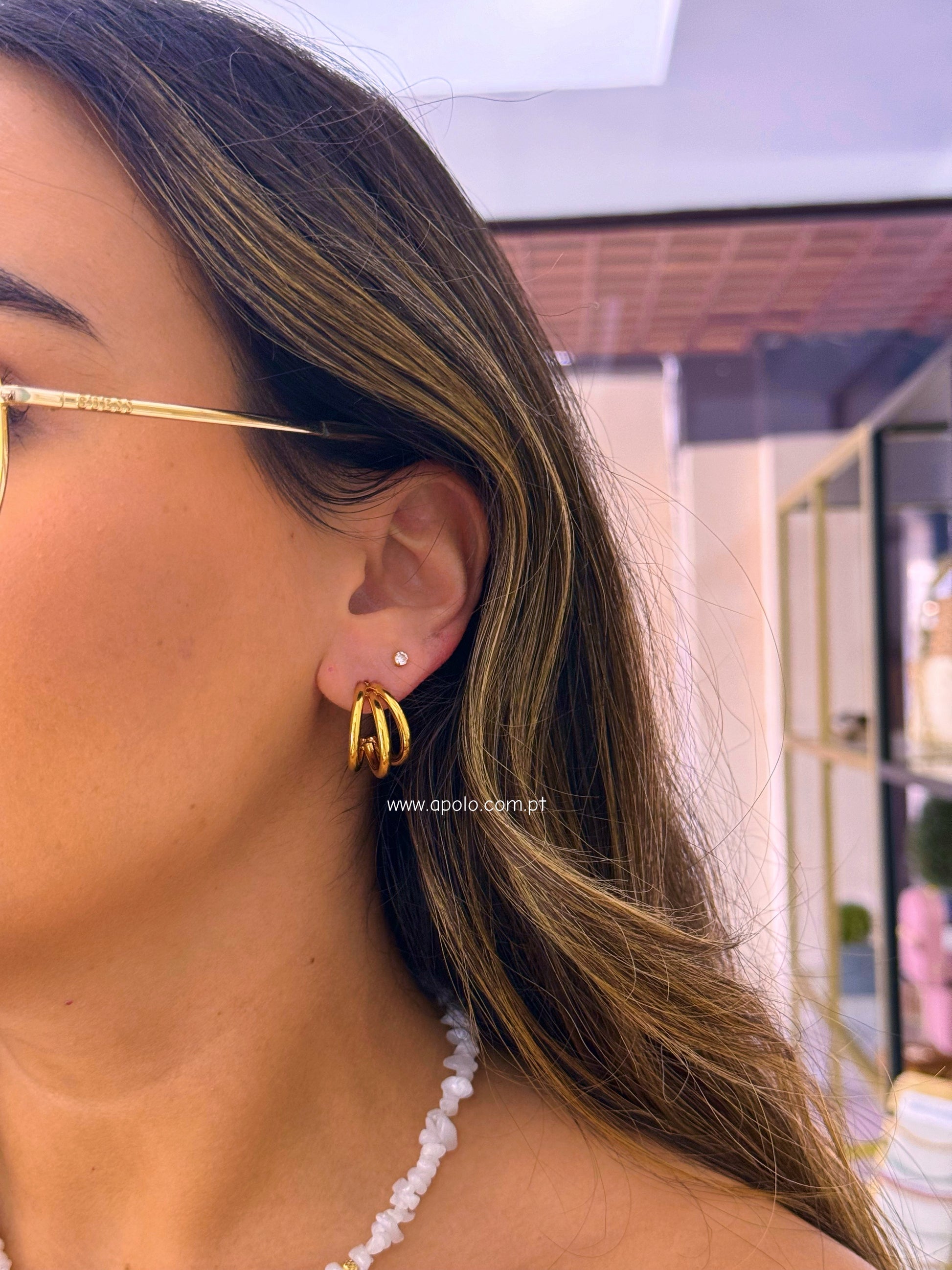 Argolas efeito triplo em aço inoxidável | 2 Cores