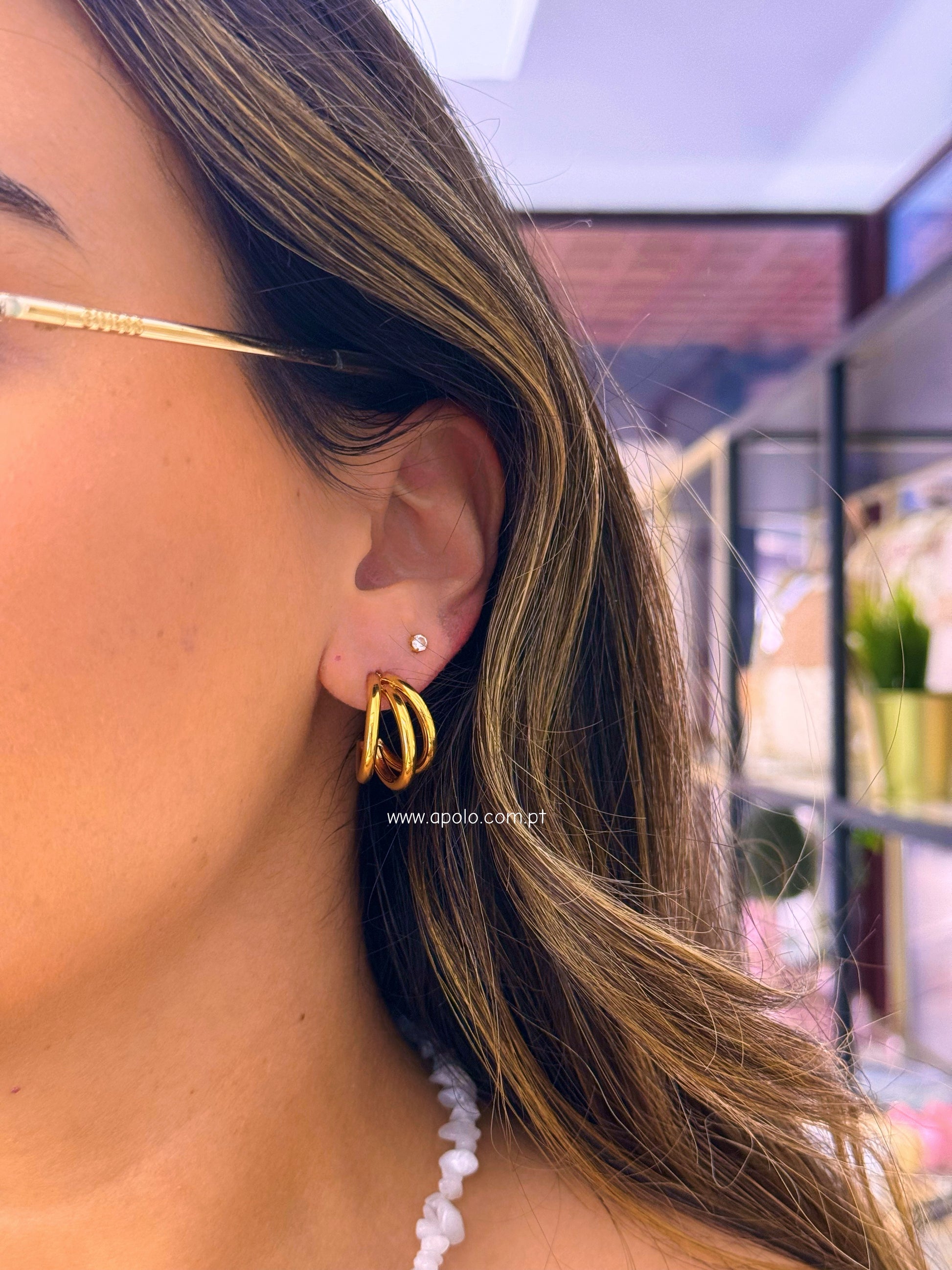 Argolas efeito triplo em aço inoxidável | 2 Cores