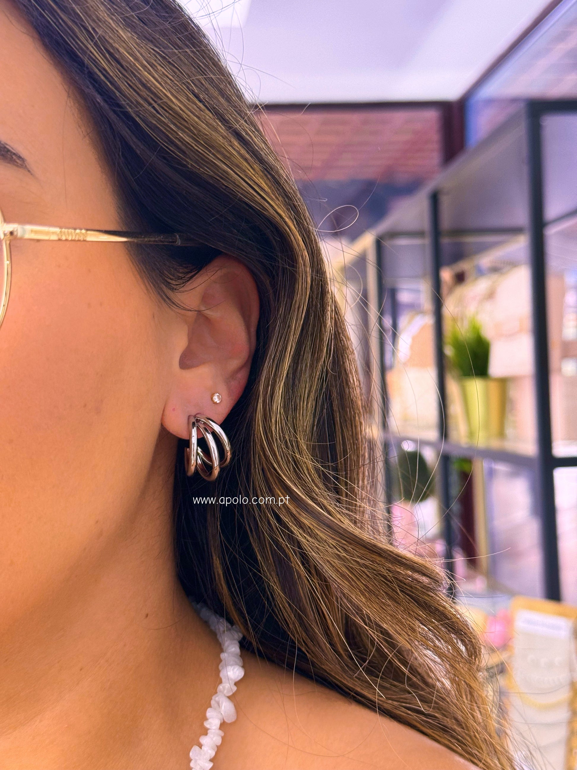 Argolas efeito triplo em aço inoxidável | 2 Cores