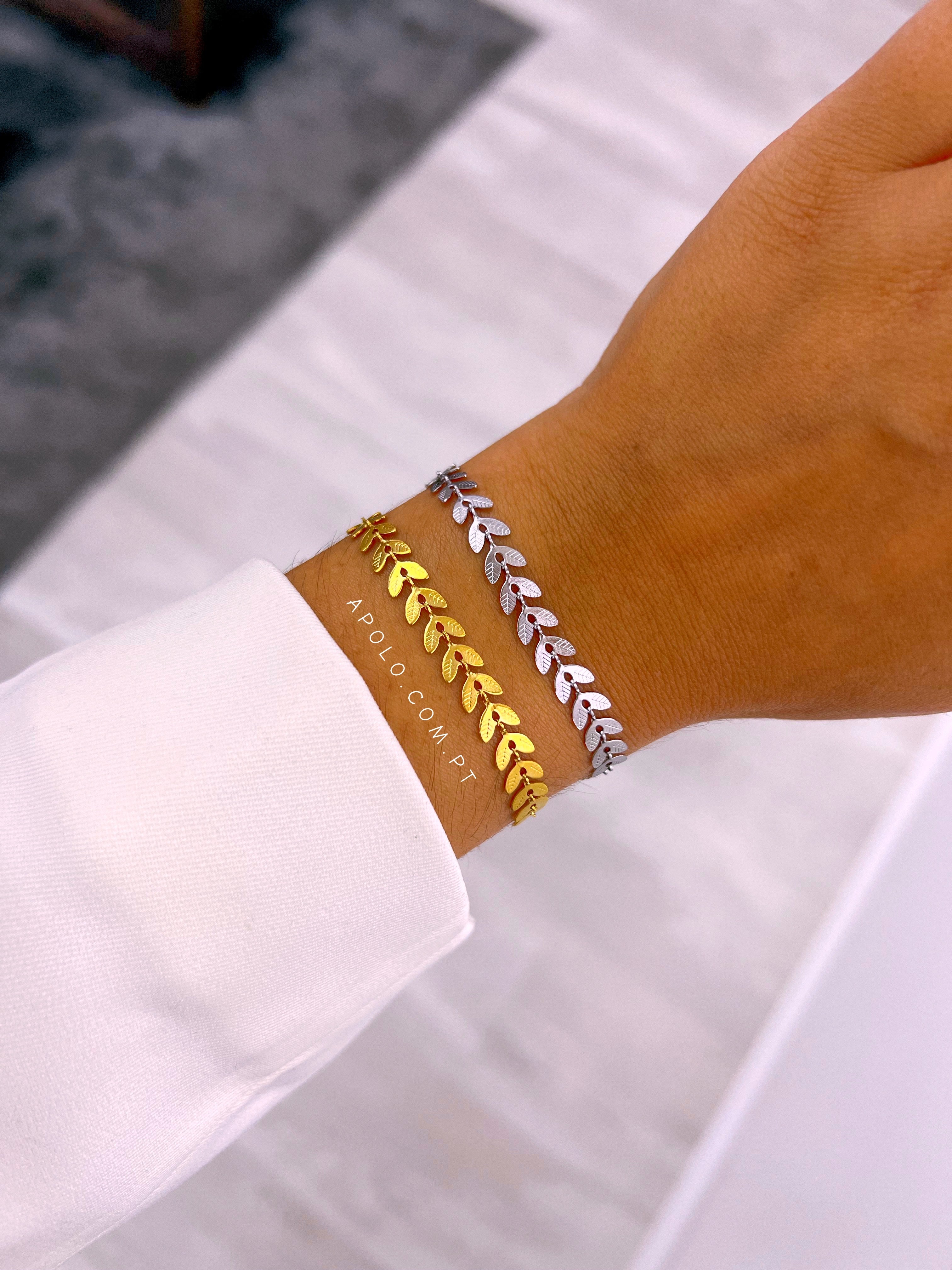 Pulseira malha de efeito espiga | 2 cores