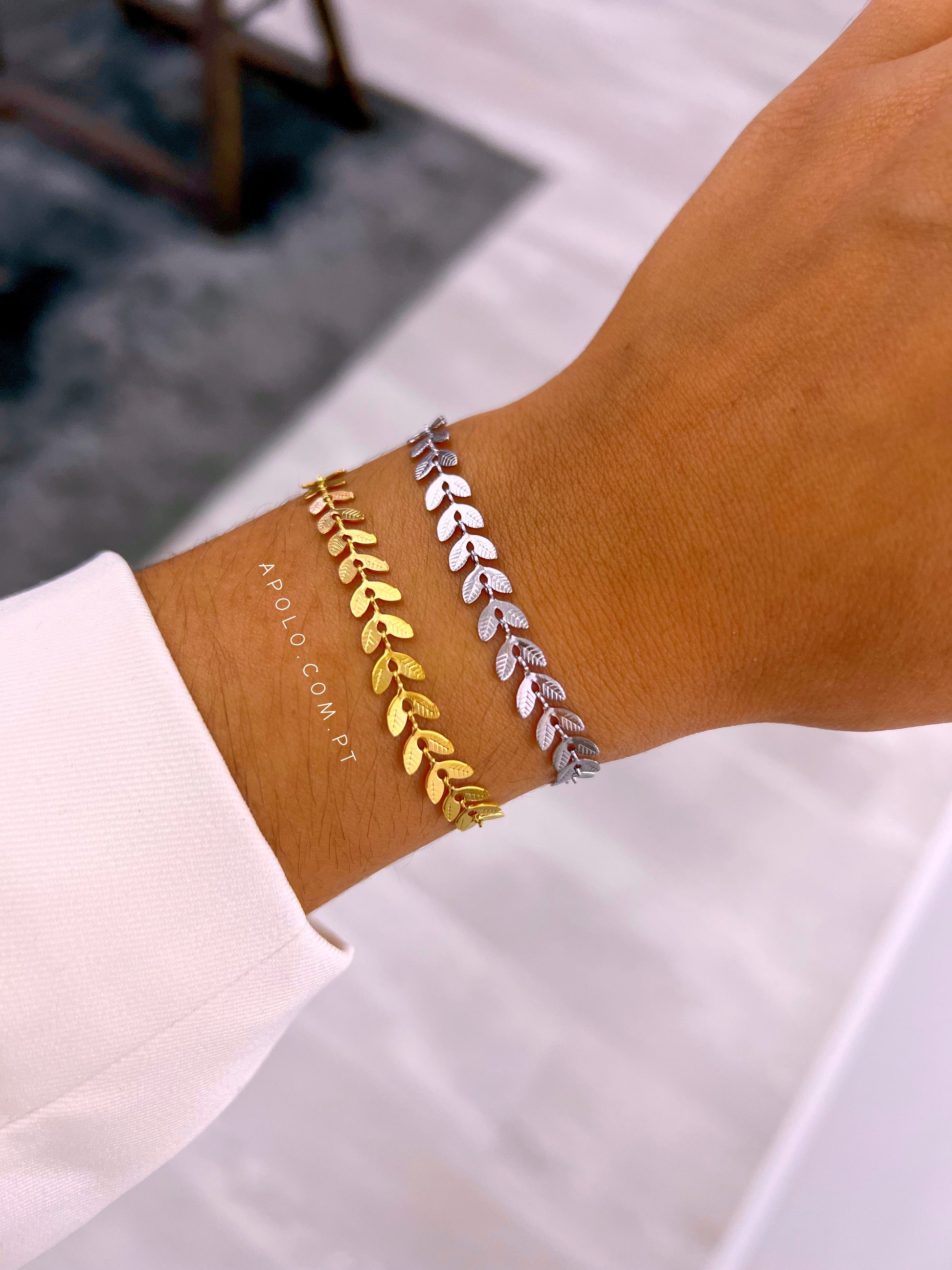 Pulseira malha de efeito espiga | 2 cores