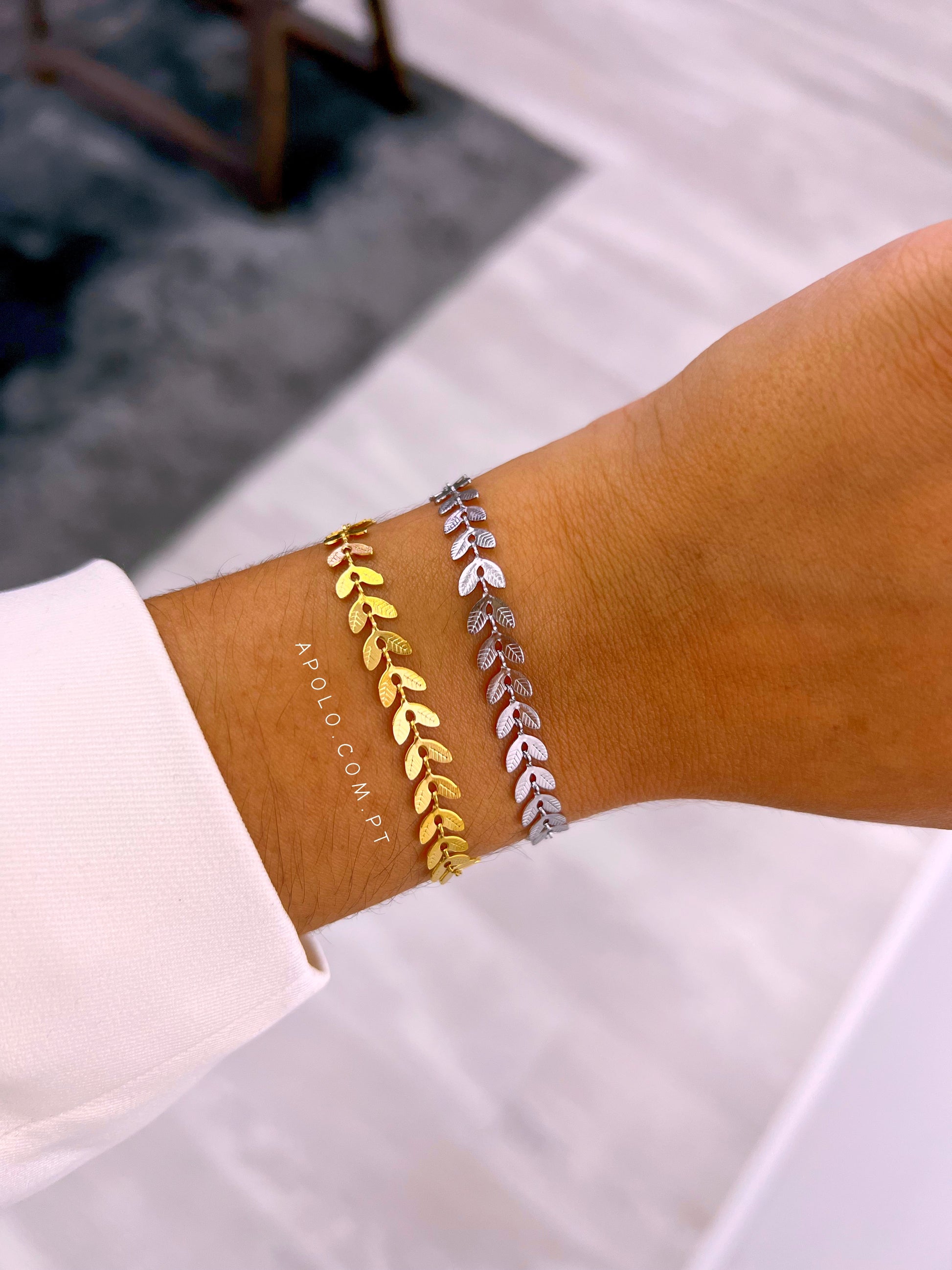 Pulseira malha de efeito espiga | 2 cores