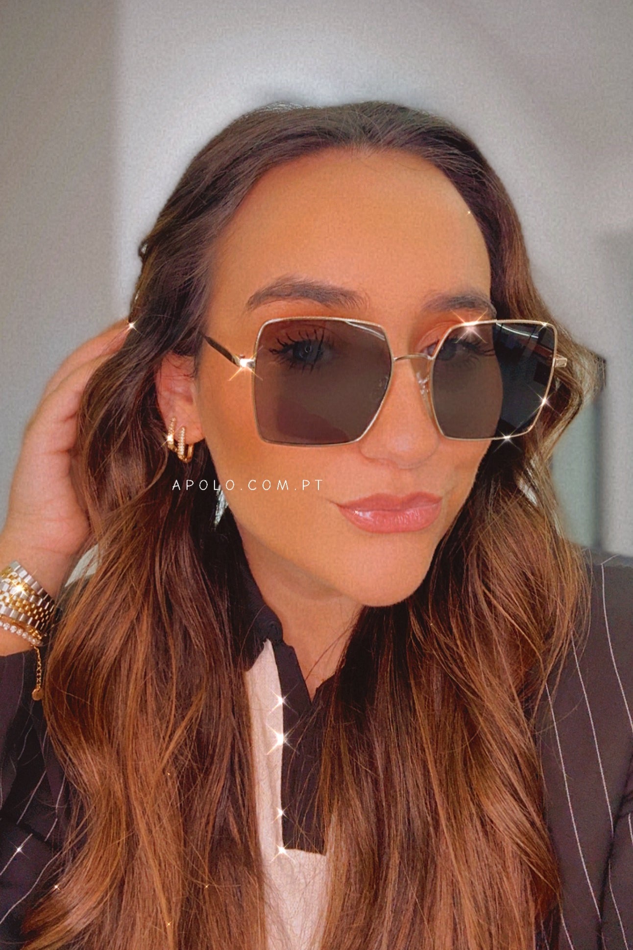 Óculos grandes com armação de metal | 2 Cores