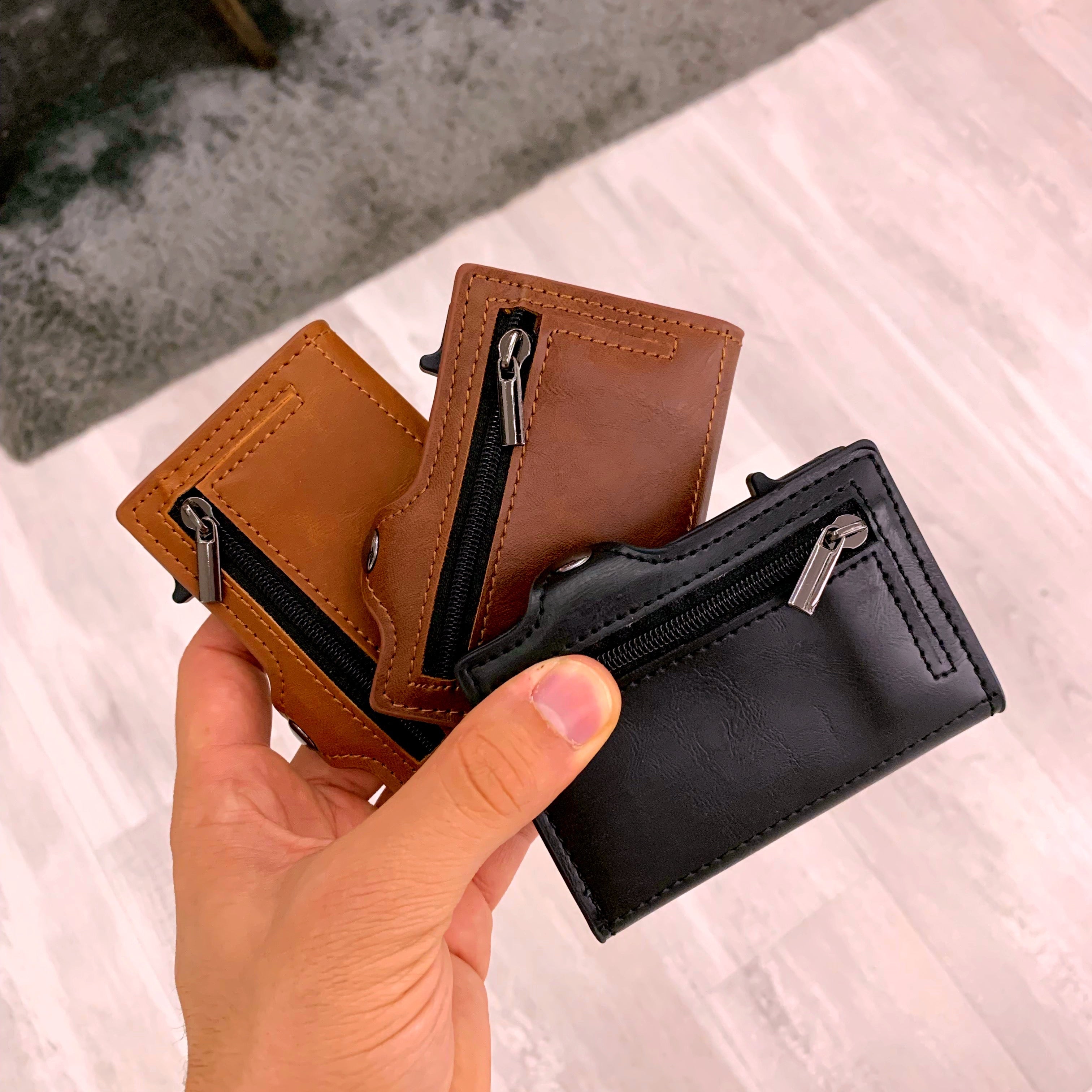 Porta cartões com fecho de mola e mini bolsa | 3 cores