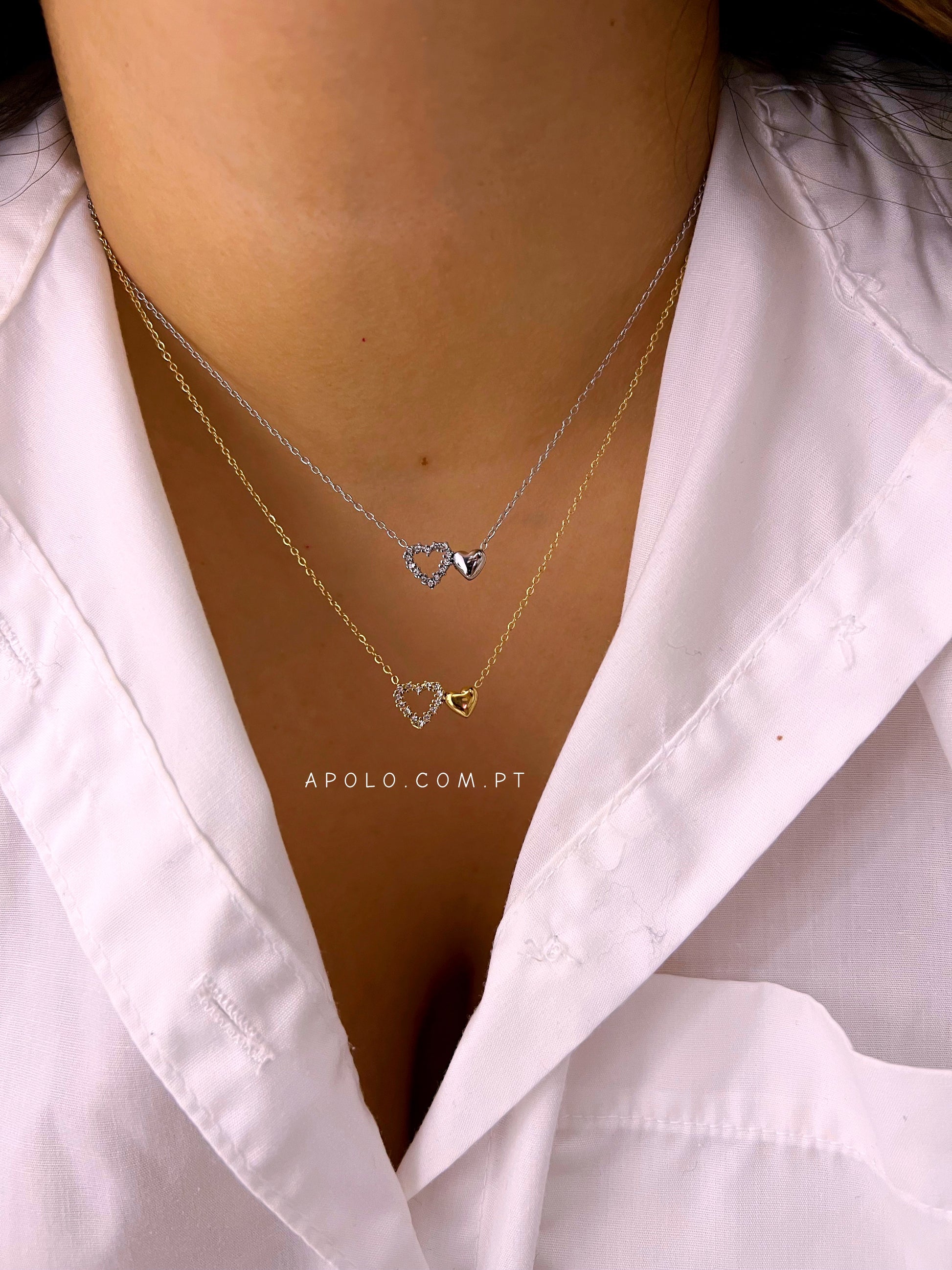 Colar duplo coração | 2 Cores