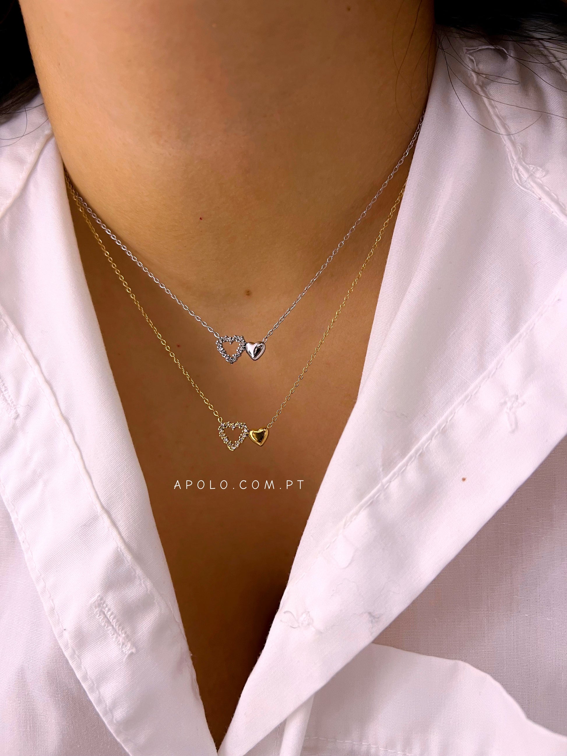 Colar duplo coração | 2 Cores