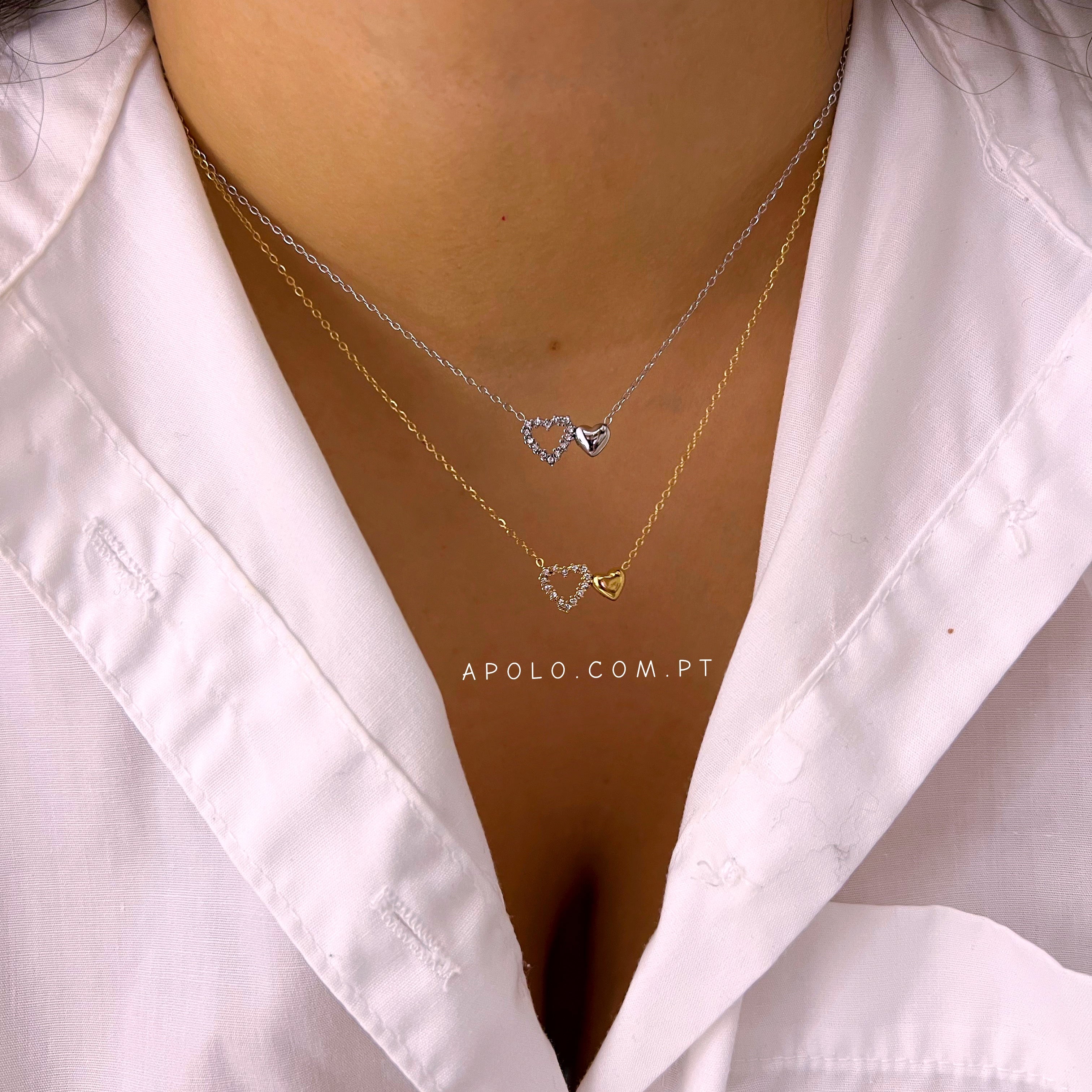 Colar duplo coração | 2 Cores