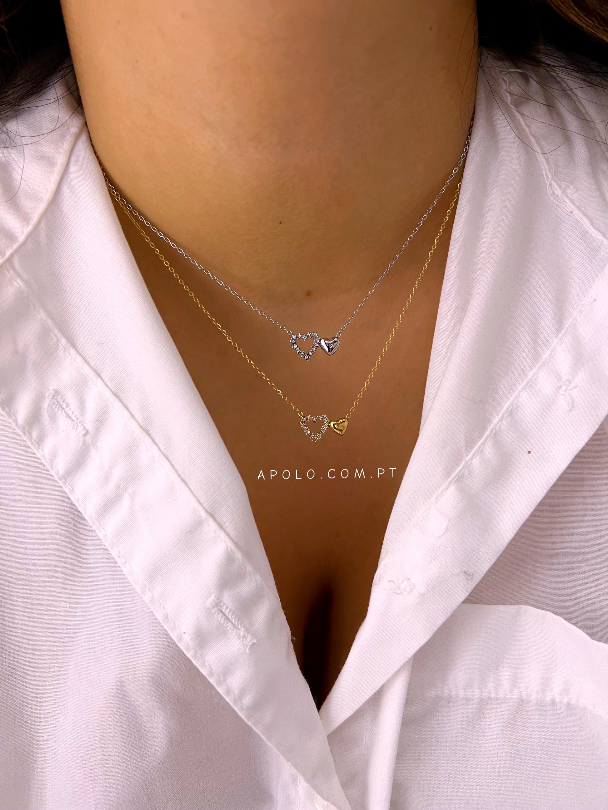 Colar duplo coração | 2 Cores