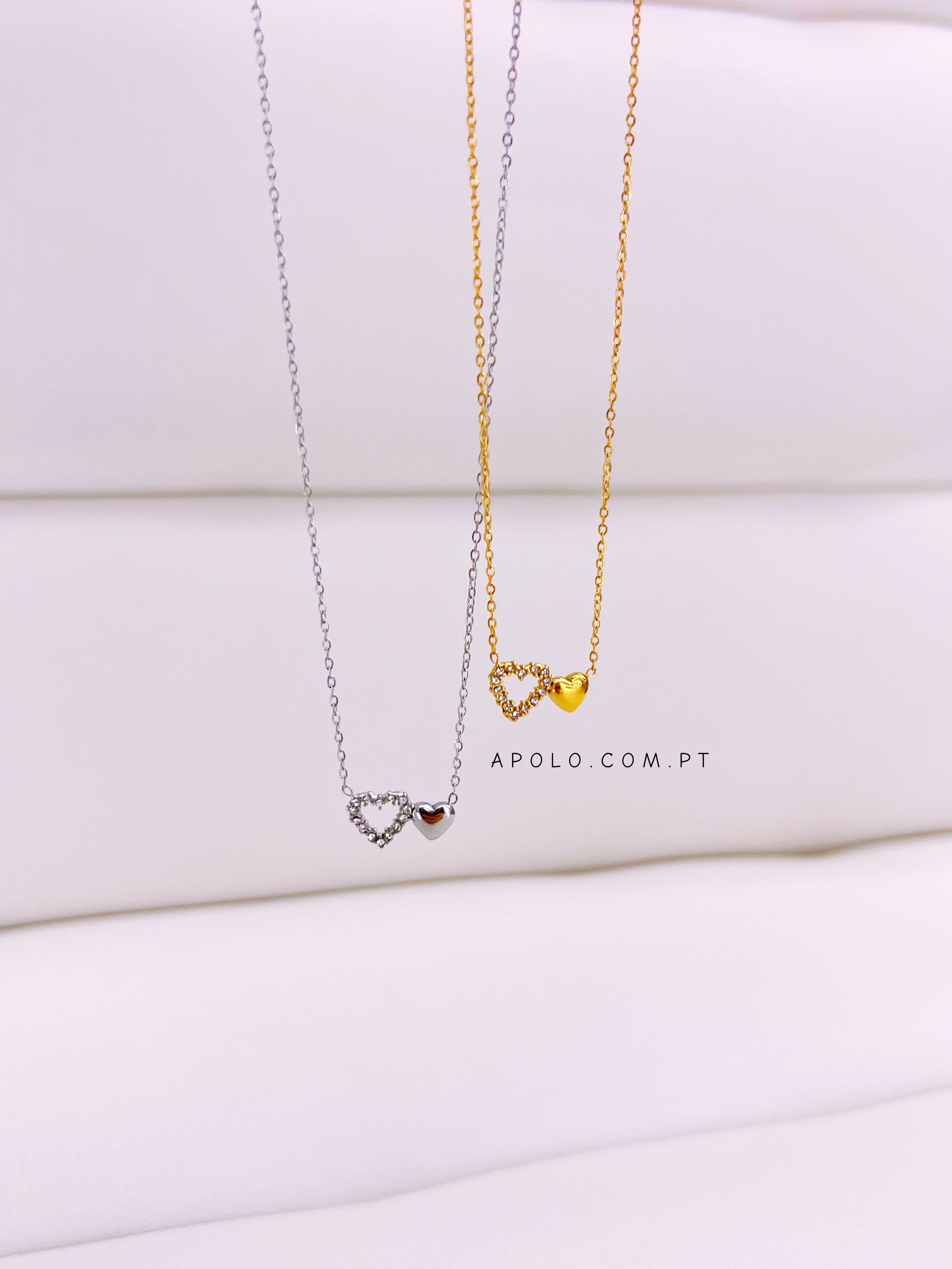 Colar duplo coração | 2 Cores