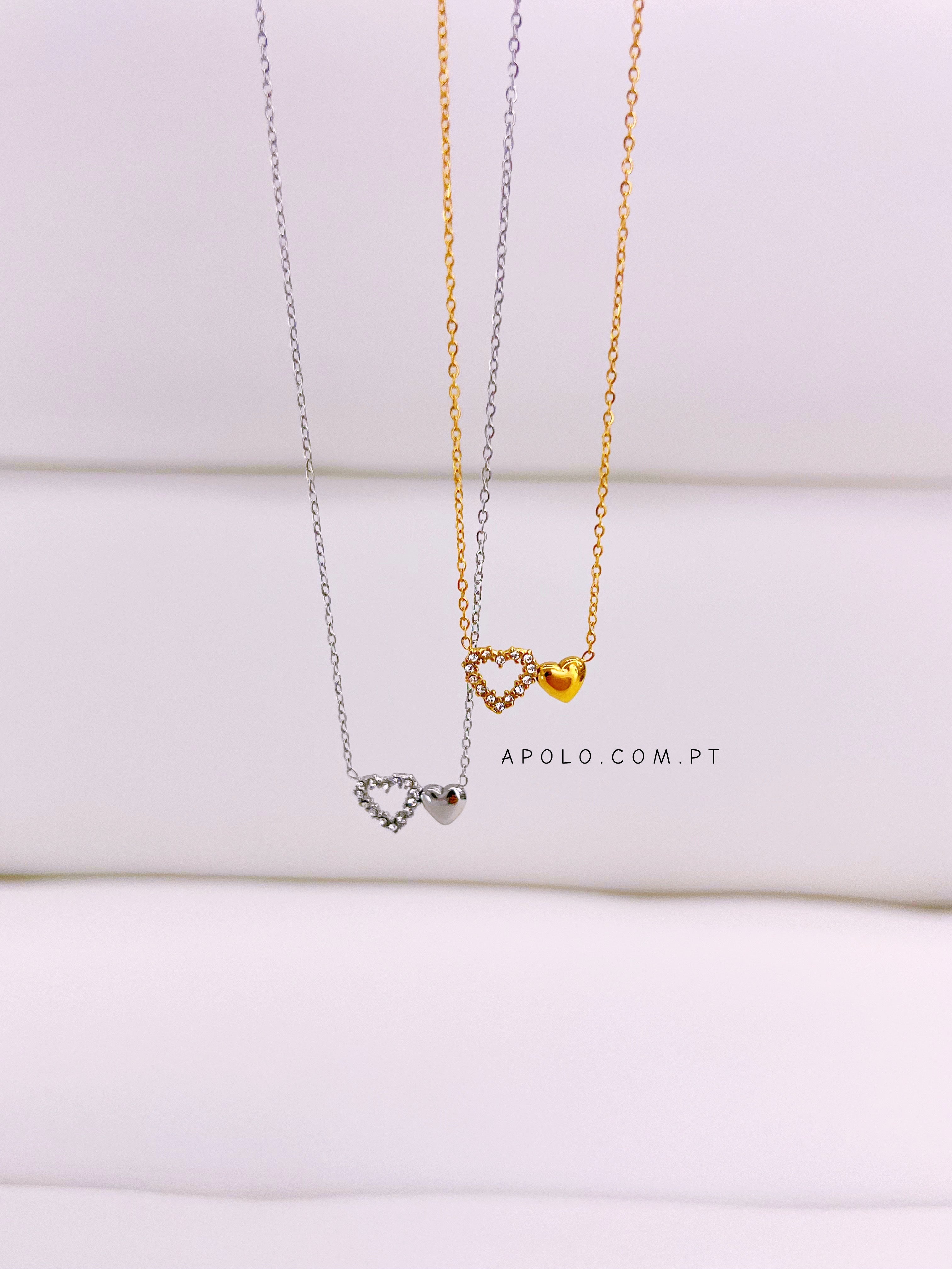 Colar duplo coração | 2 Cores