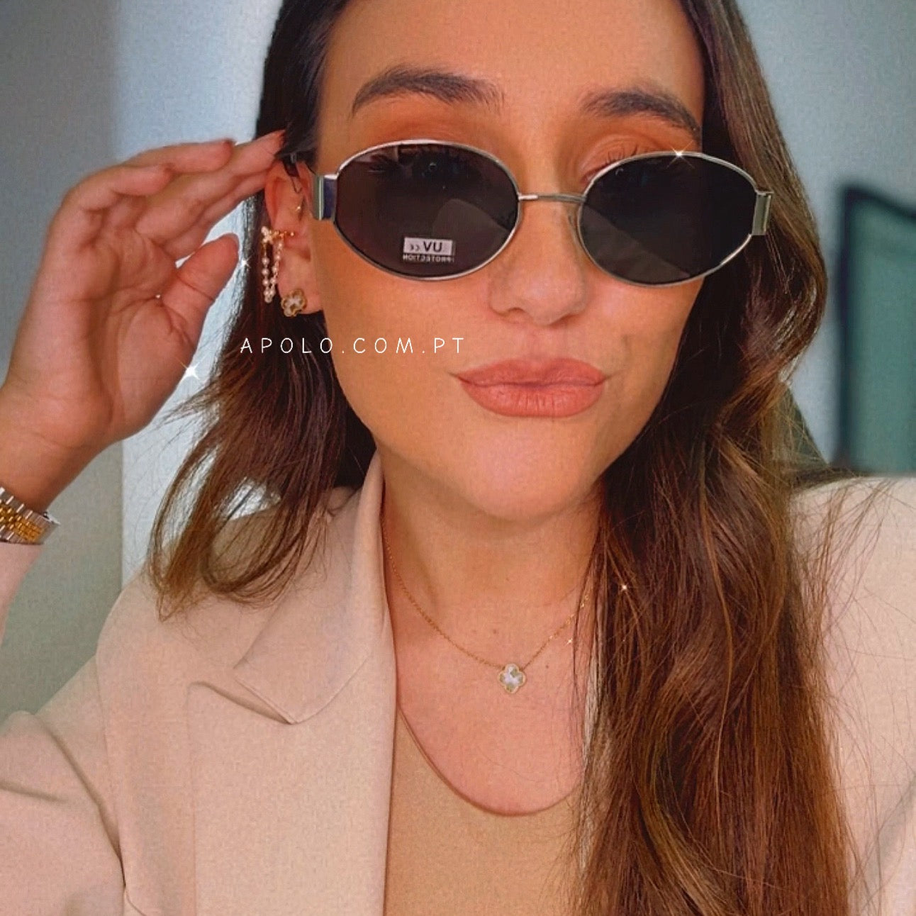 Óculos ovais armação de metal | Cinza chumbo