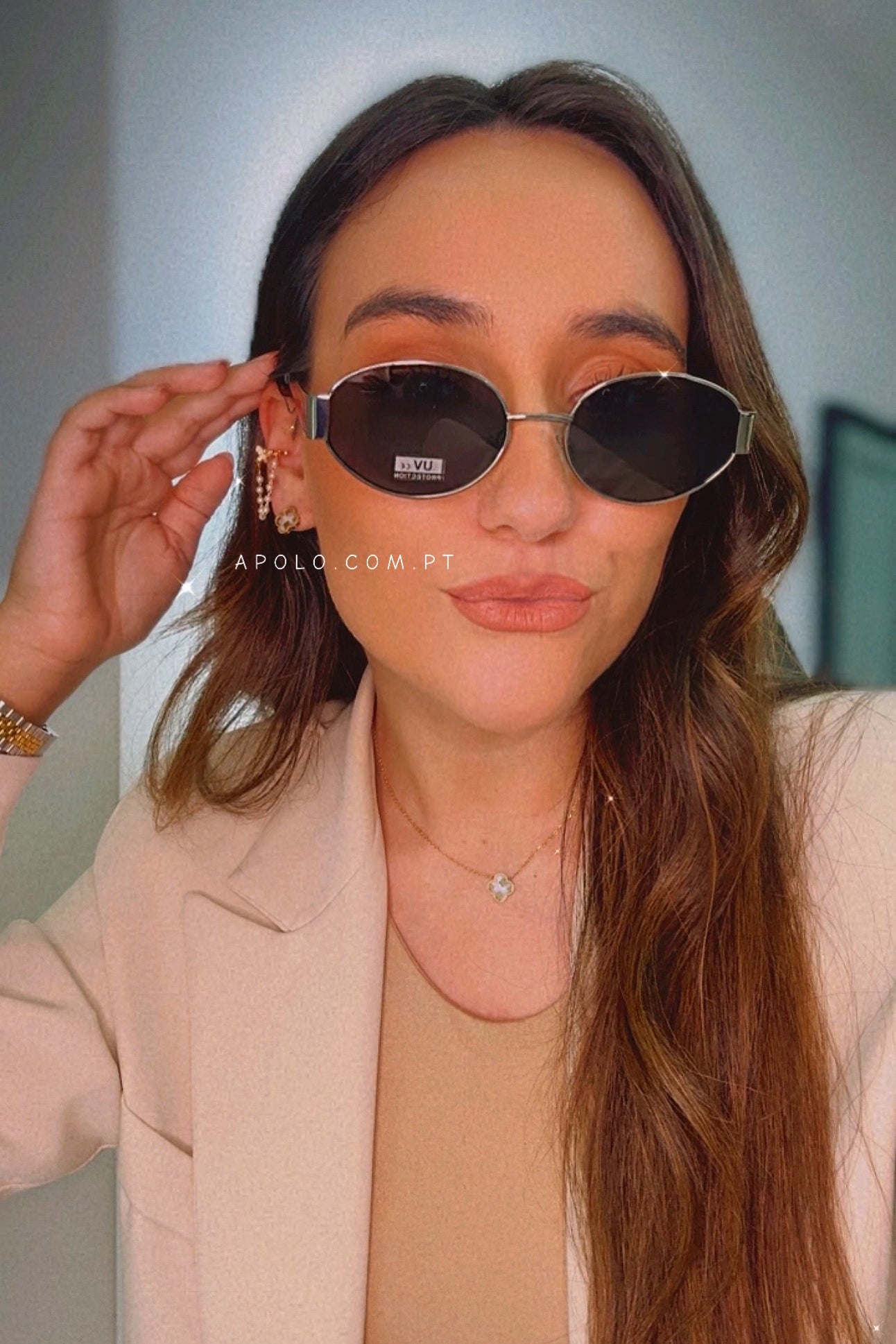 Óculos ovais armação de metal | Cinza chumbo