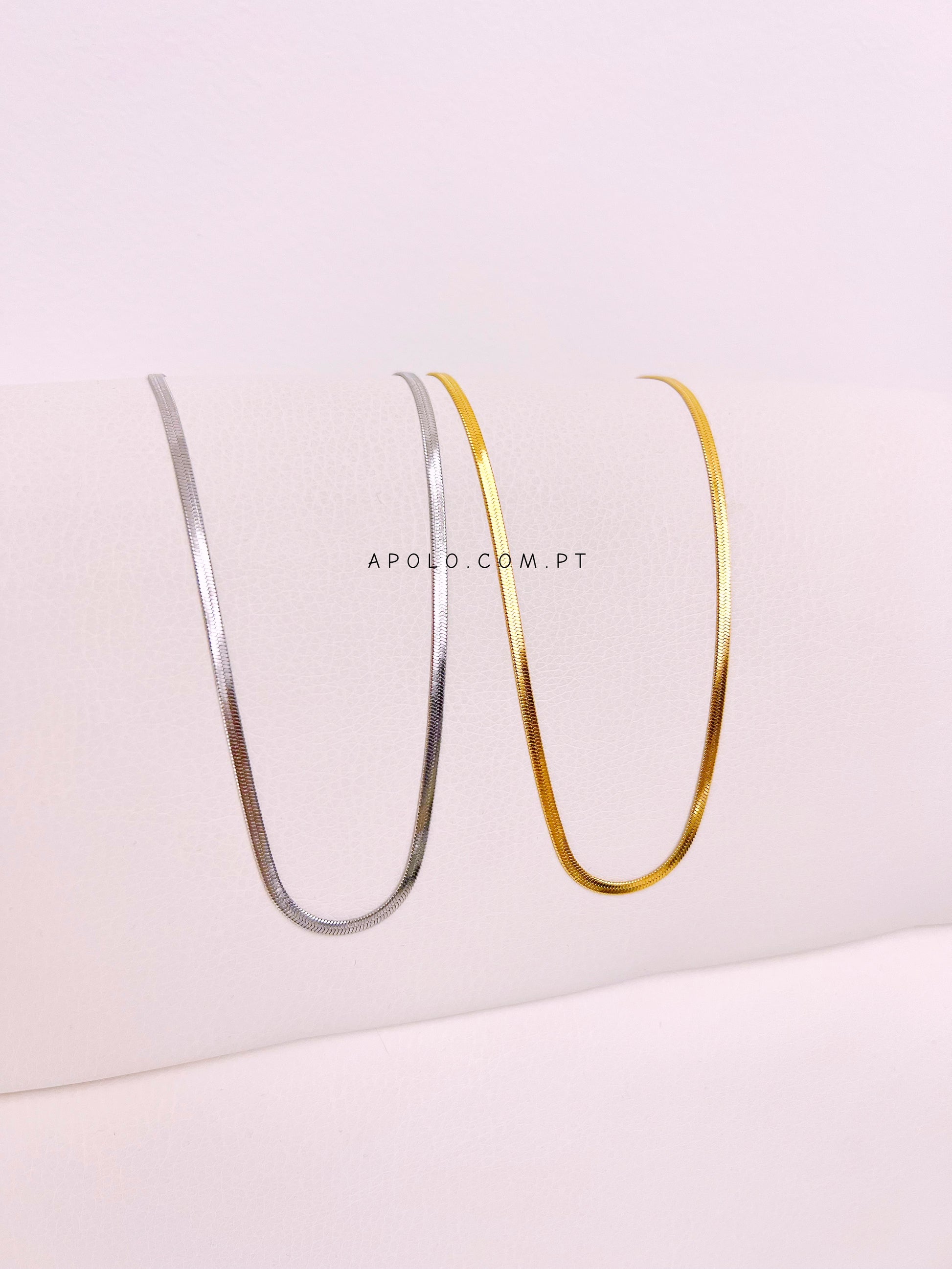 Colar malha achatada fina | 2 cores