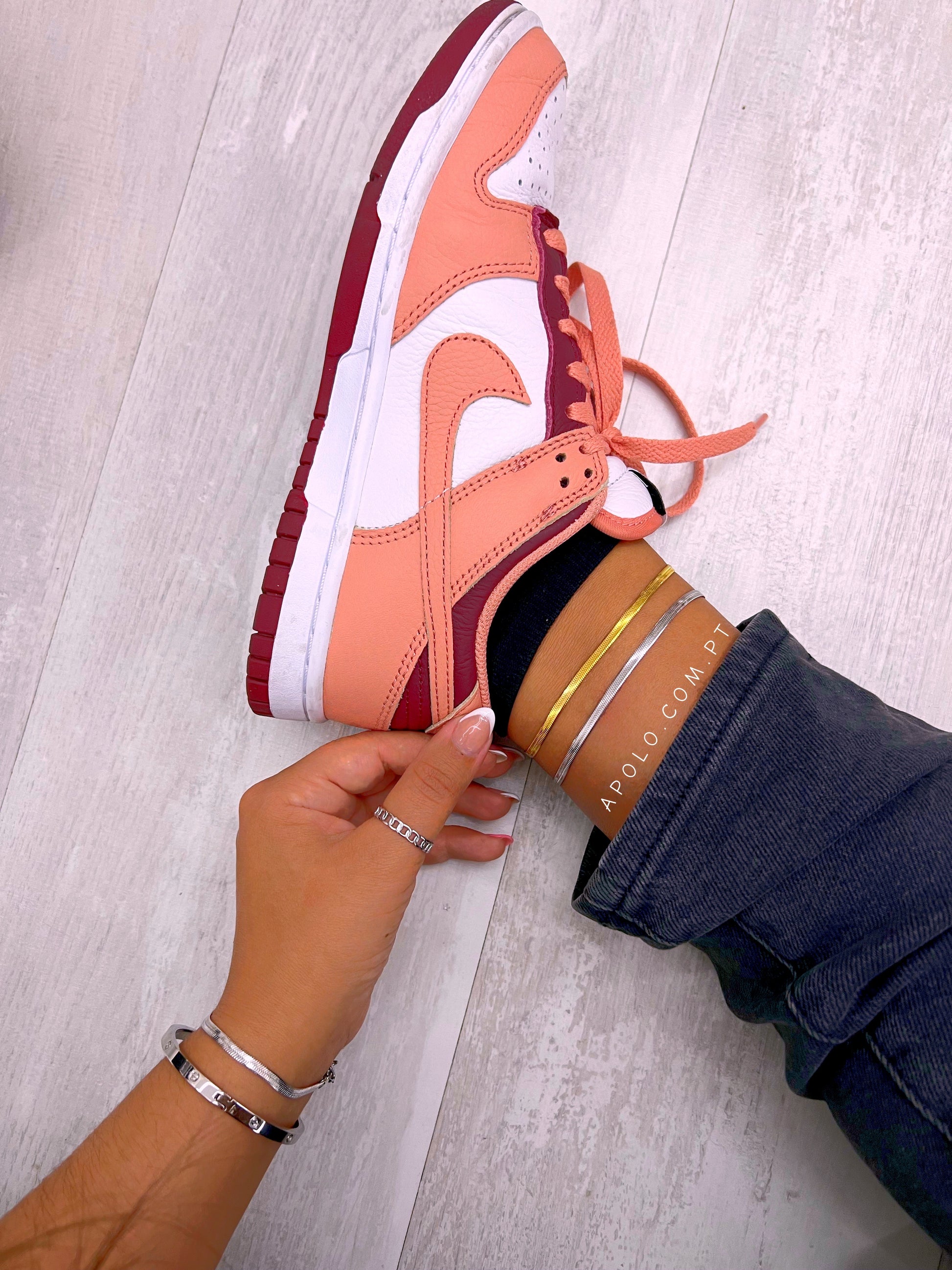 Pulseira de pé malha achatada fina | 2 cores