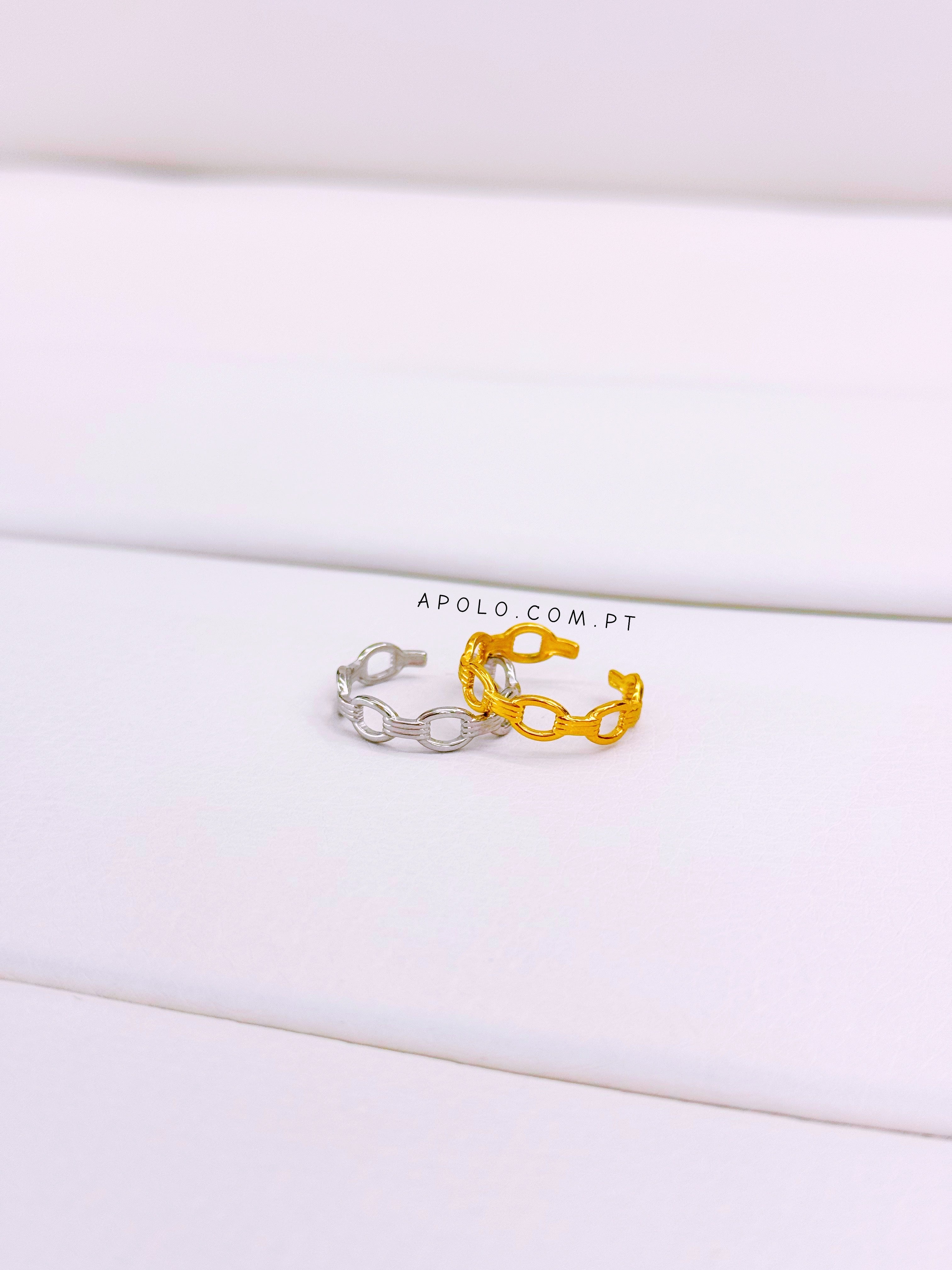Anel ajustável corrente com relevos | 2 Cores