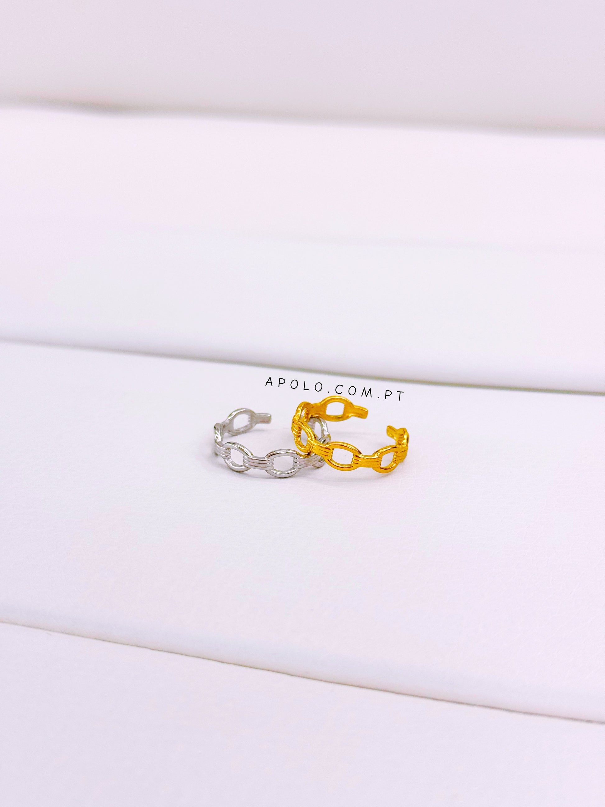 Anel ajustável corrente com relevos | 2 Cores