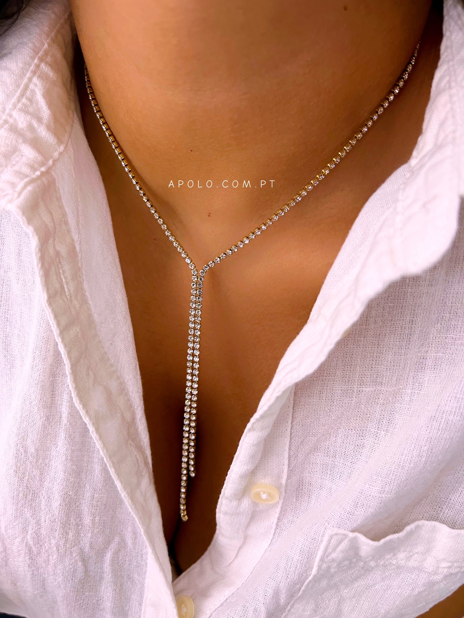 Colar riviera com efeito pendente | Dourado