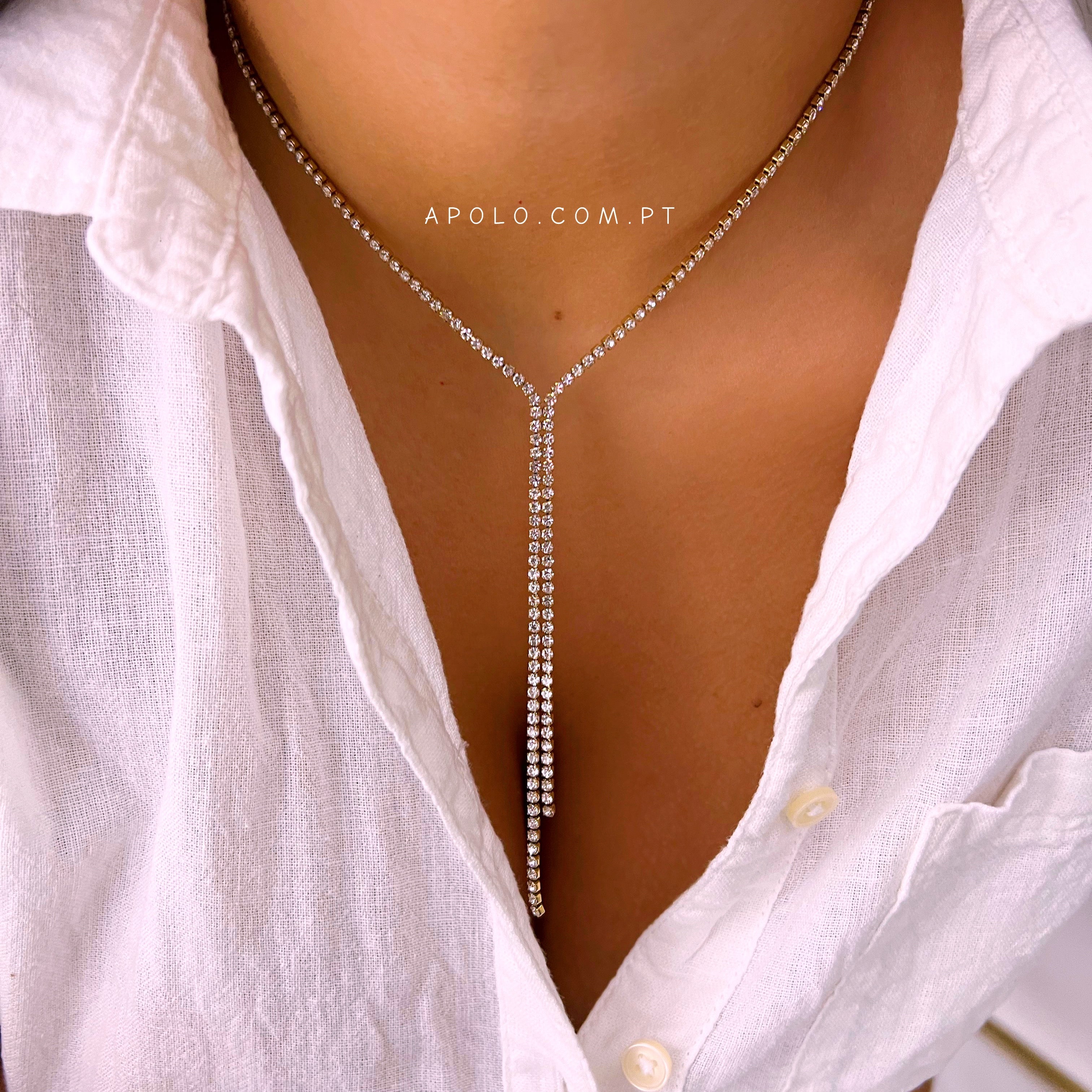 Colar riviera com efeito pendente | Dourado