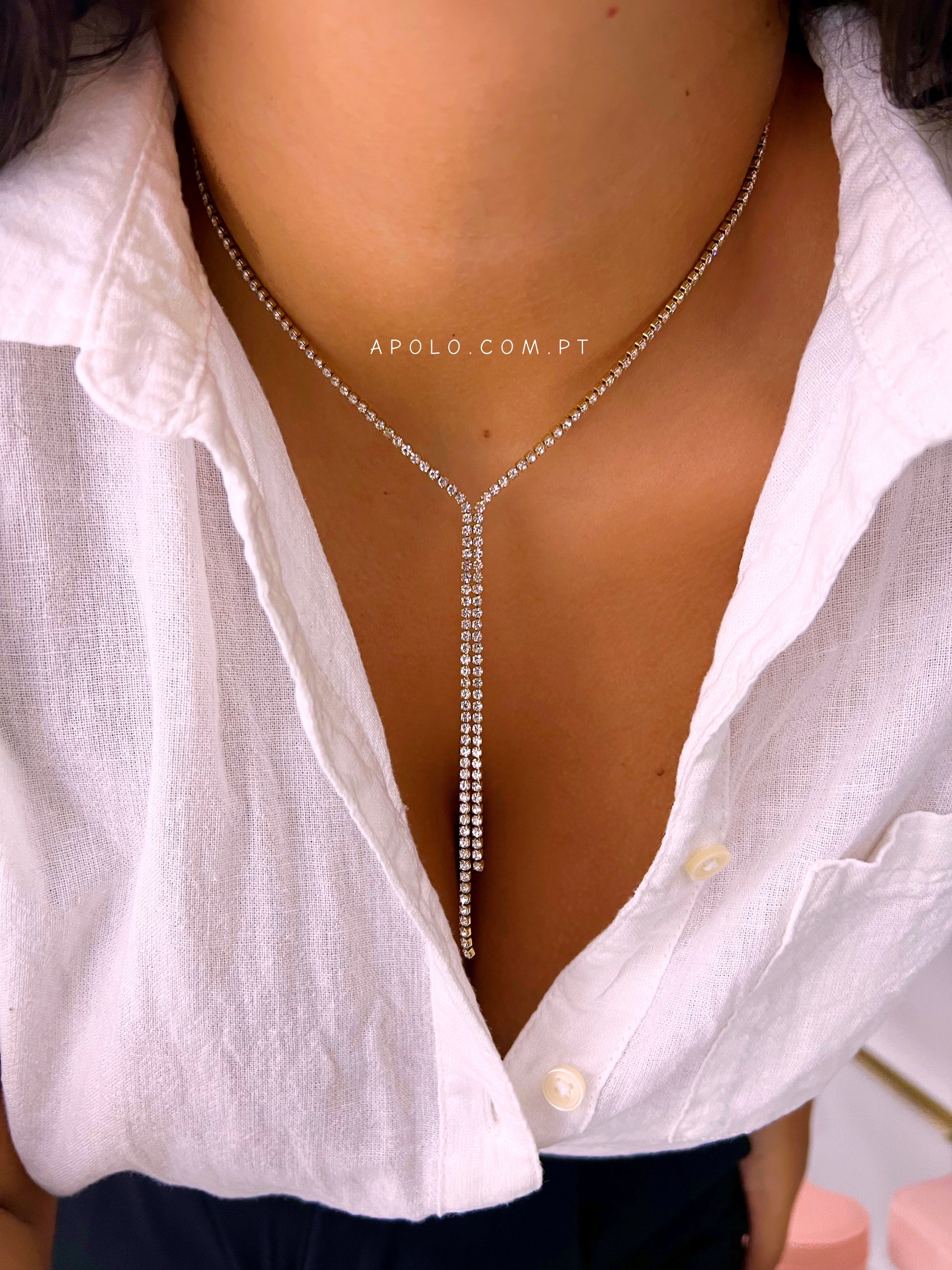 Colar riviera com efeito pendente | Dourado