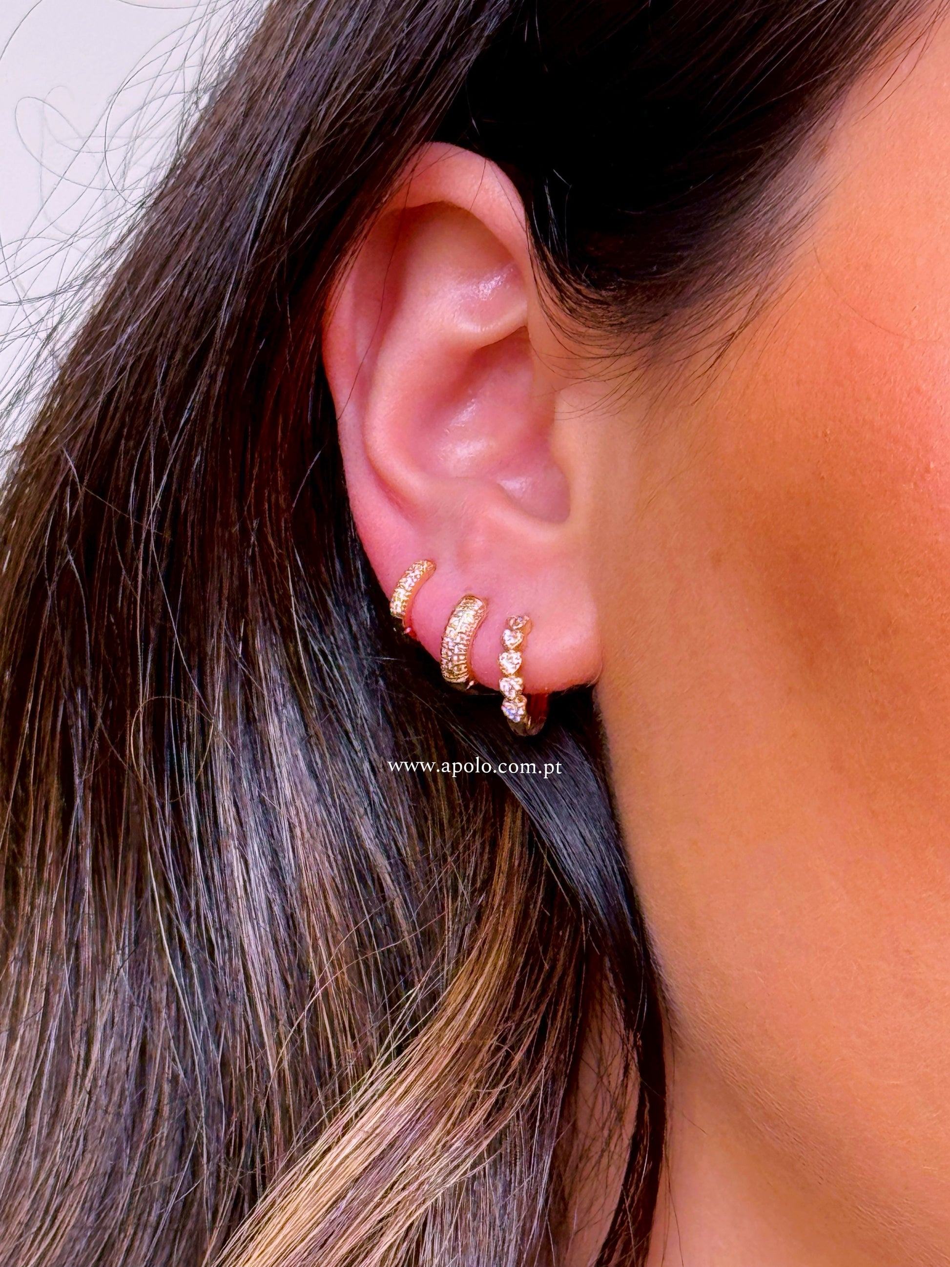 Argolinhas de mini corações preenchidos com brilhantes | Rose Gold