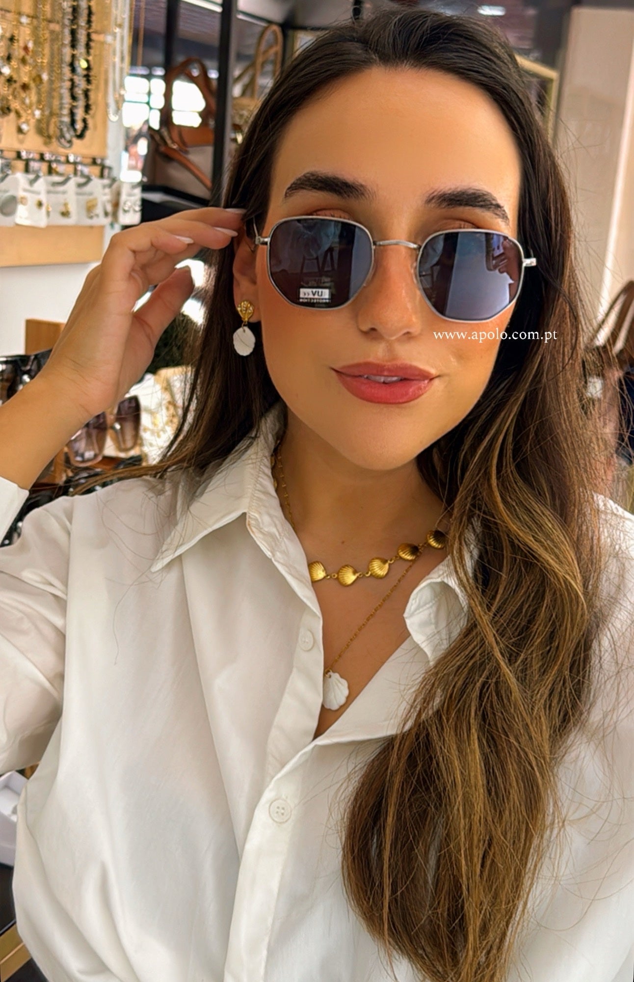 Óculos de sol lente hexagonal | Prateado