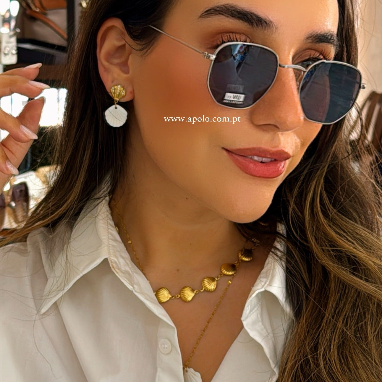 Óculos de sol lente hexagonal | Prateado