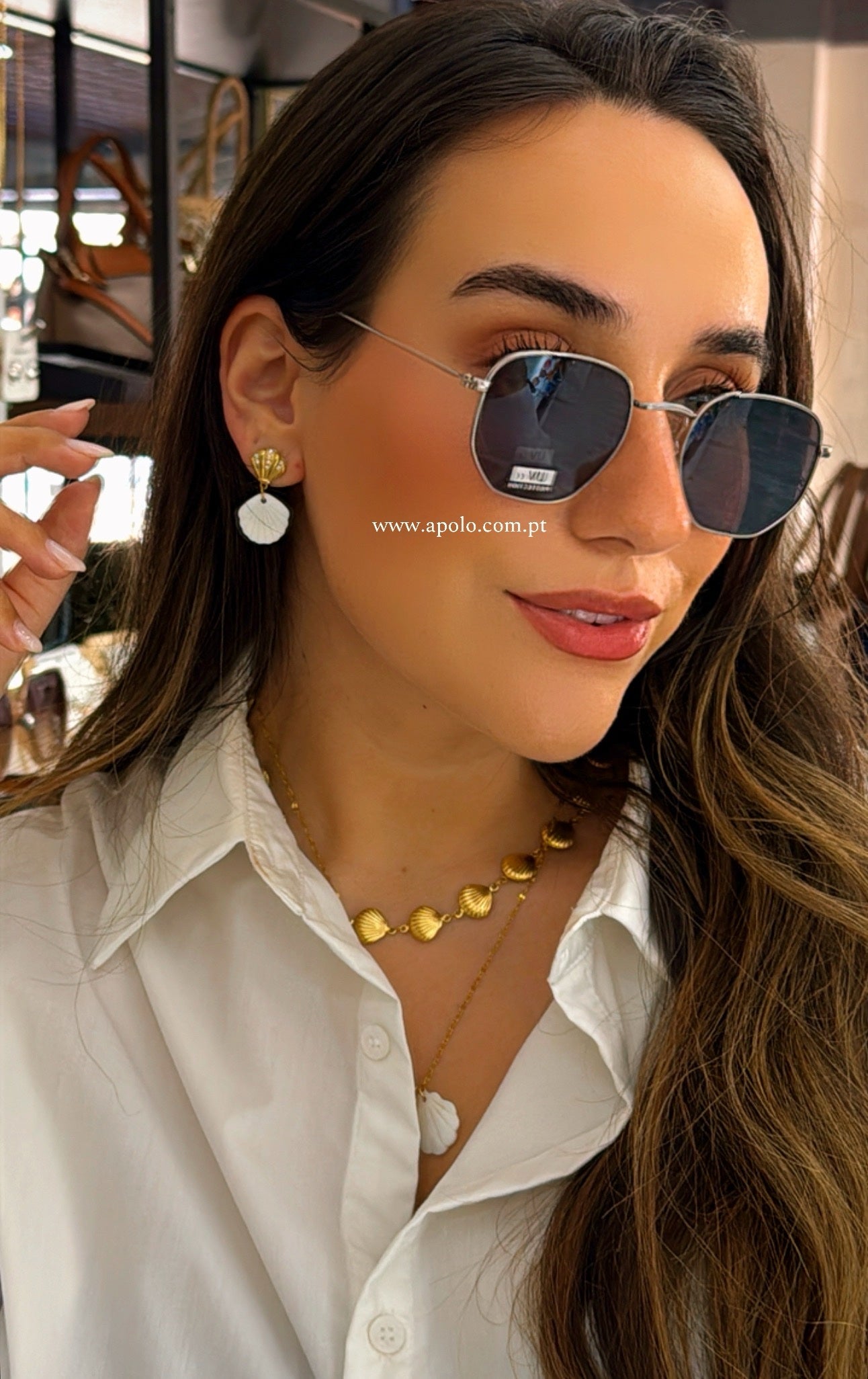 Óculos de sol lente hexagonal | Prateado