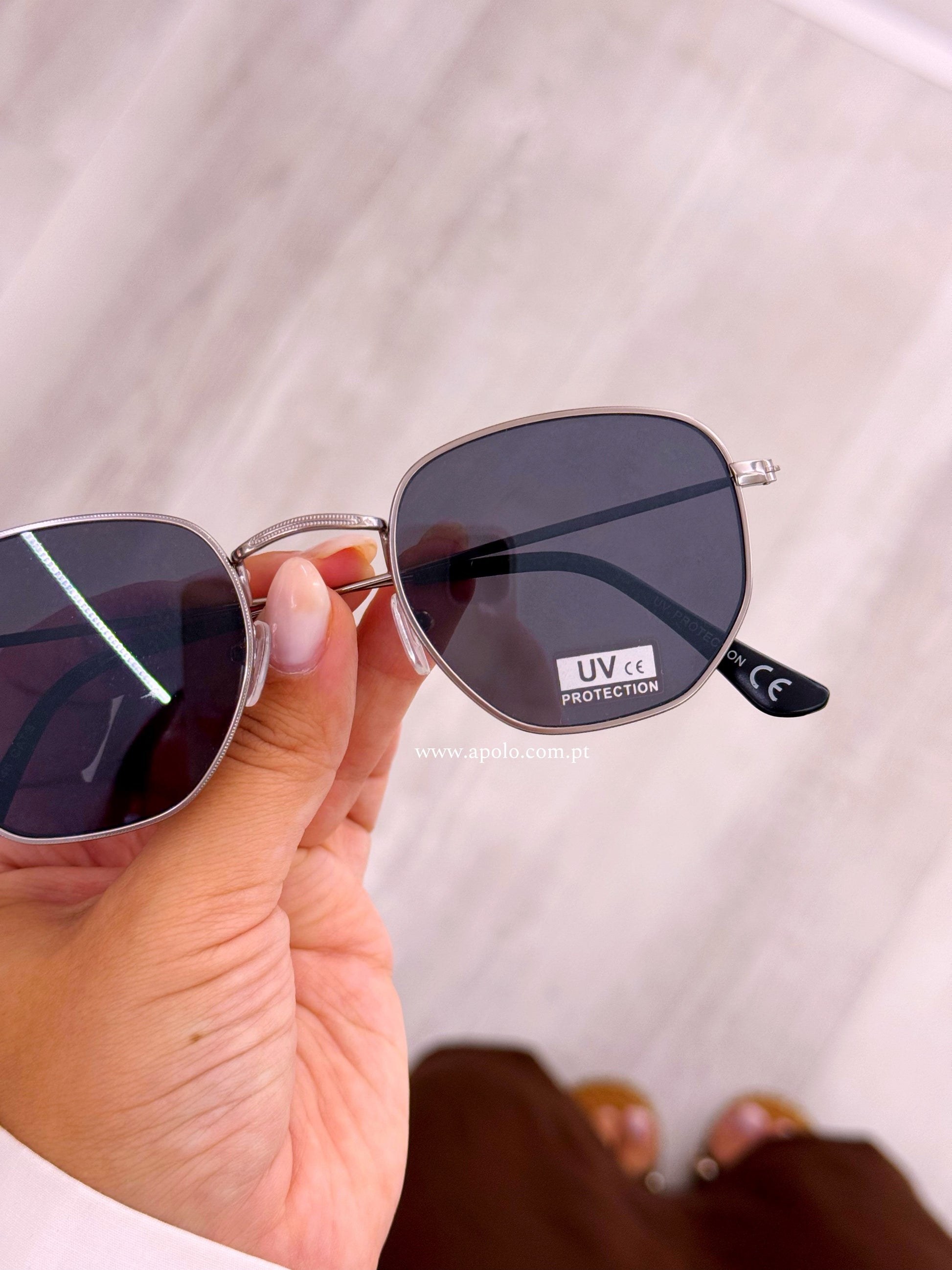 Óculos de sol lente hexagonal | Prateado