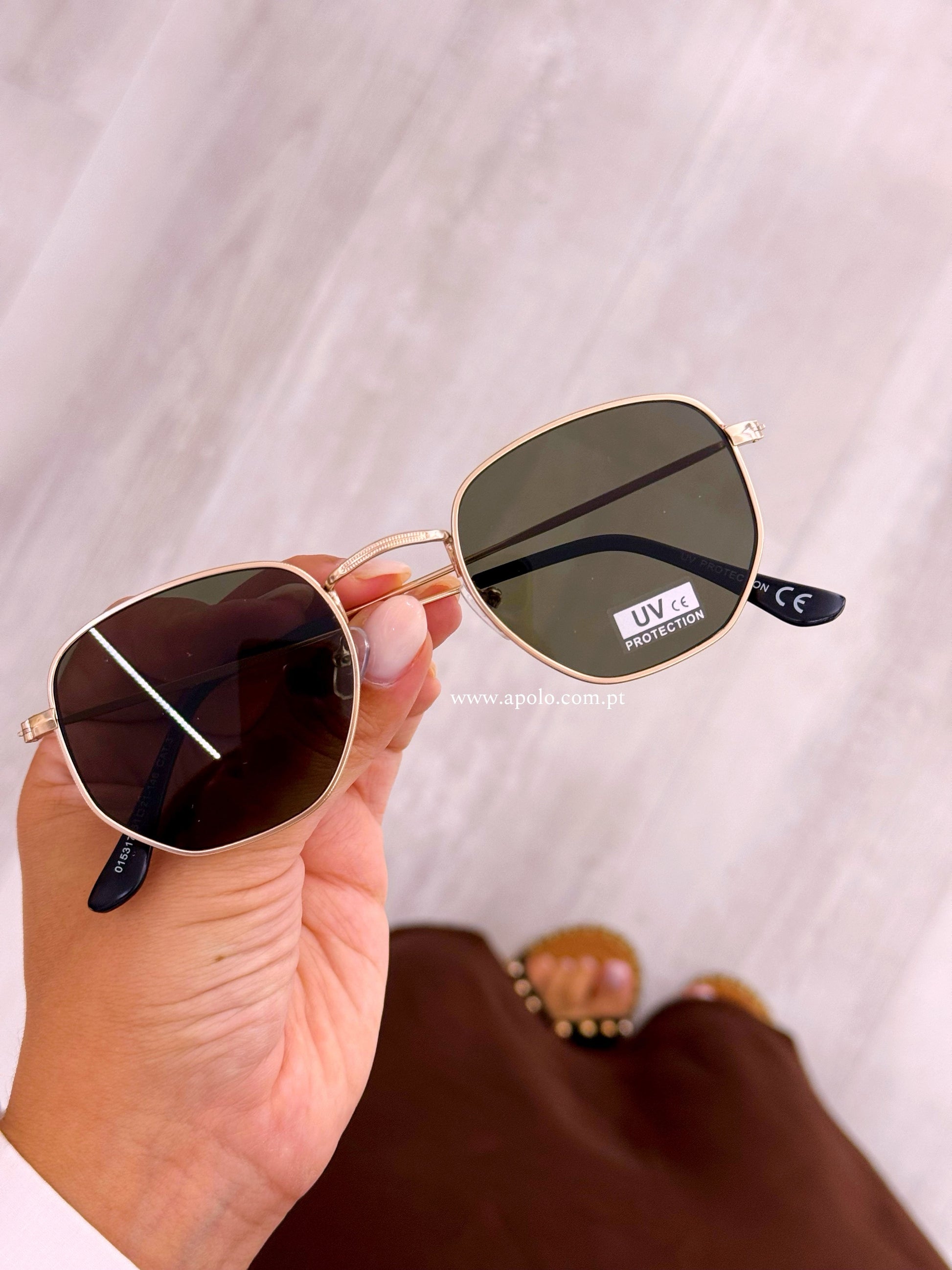 Óculos de sol lente hexagonal | Dourado