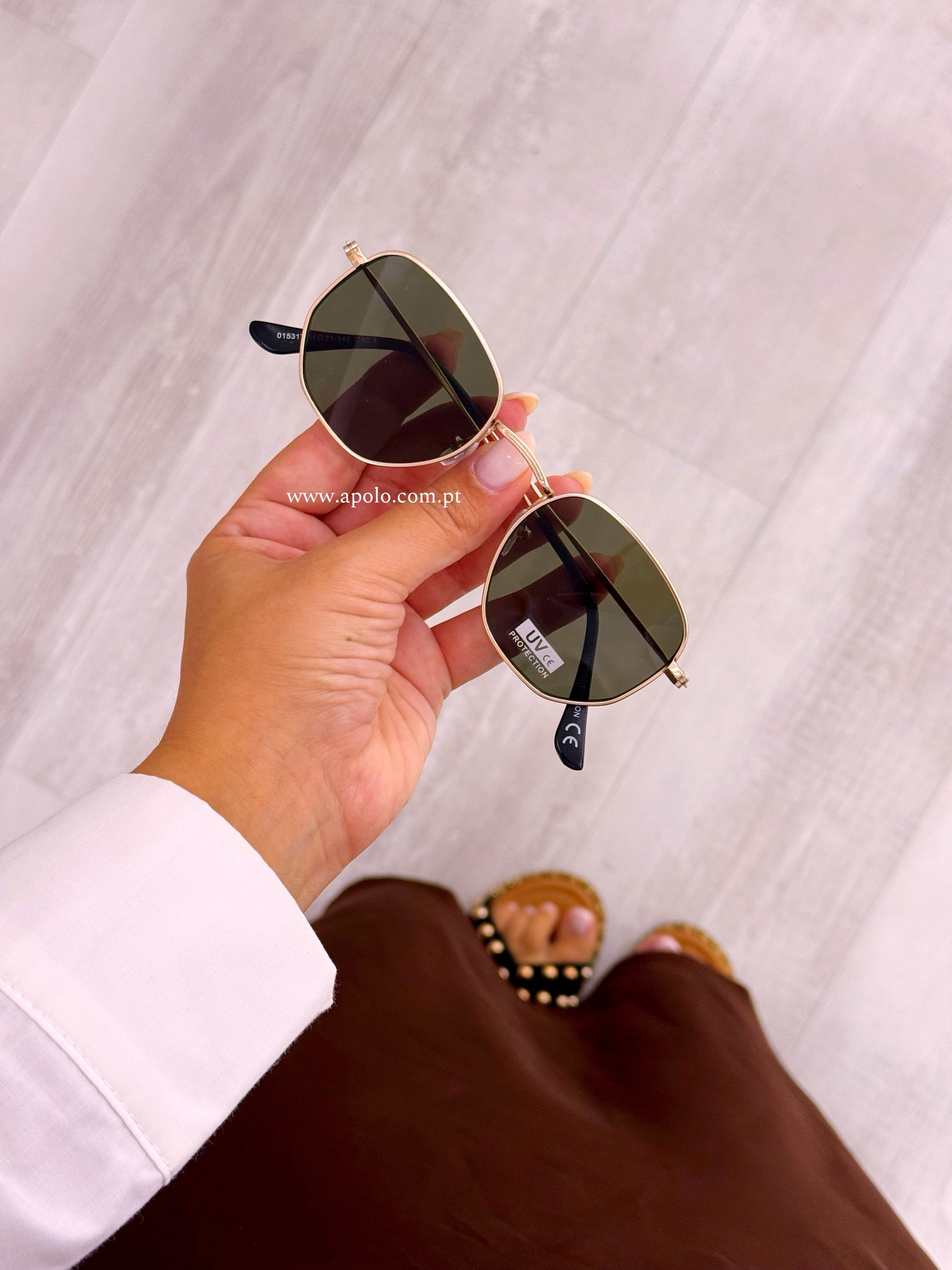 Óculos de sol lente hexagonal | Dourado