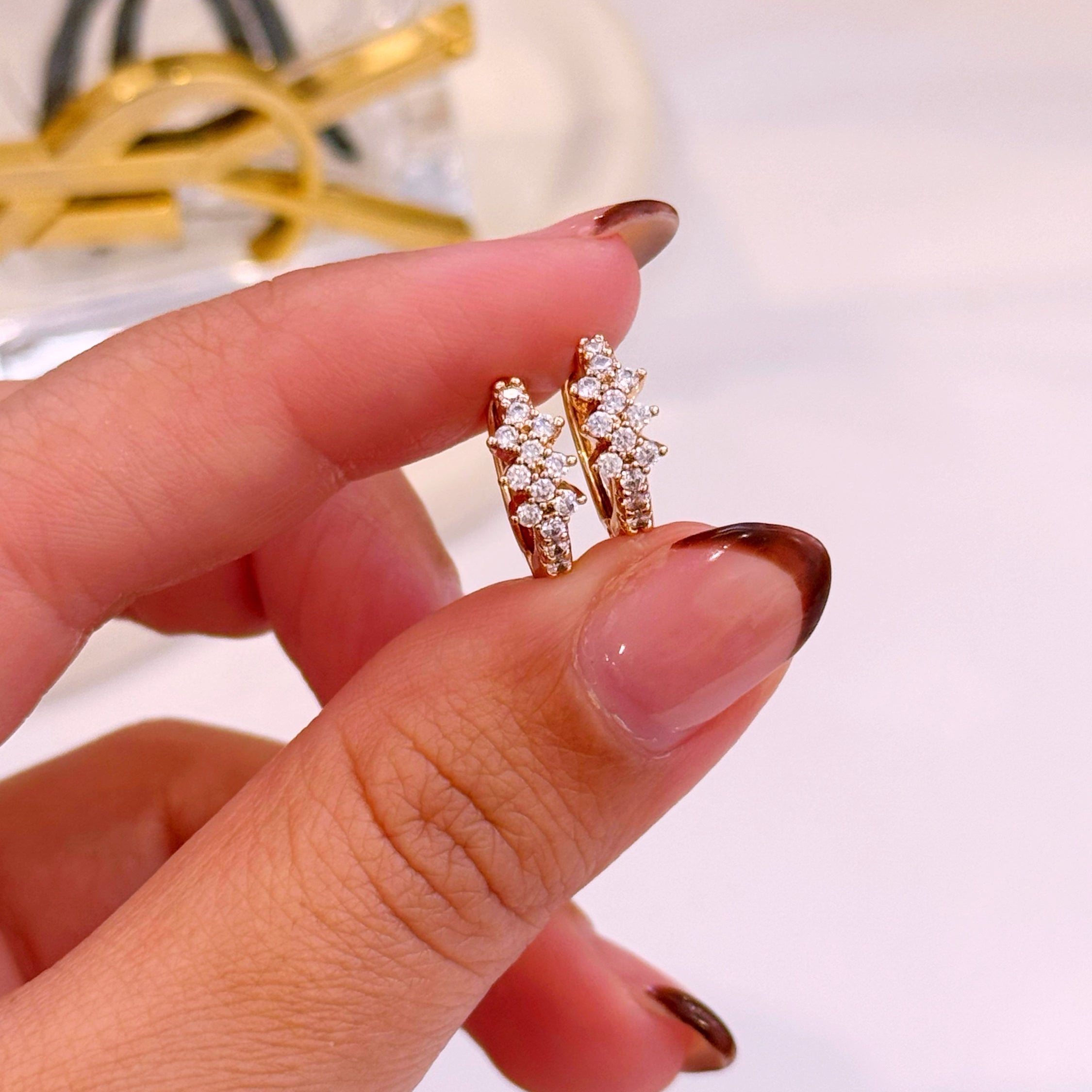 Argolinhas com brilhantes | Rose Gold