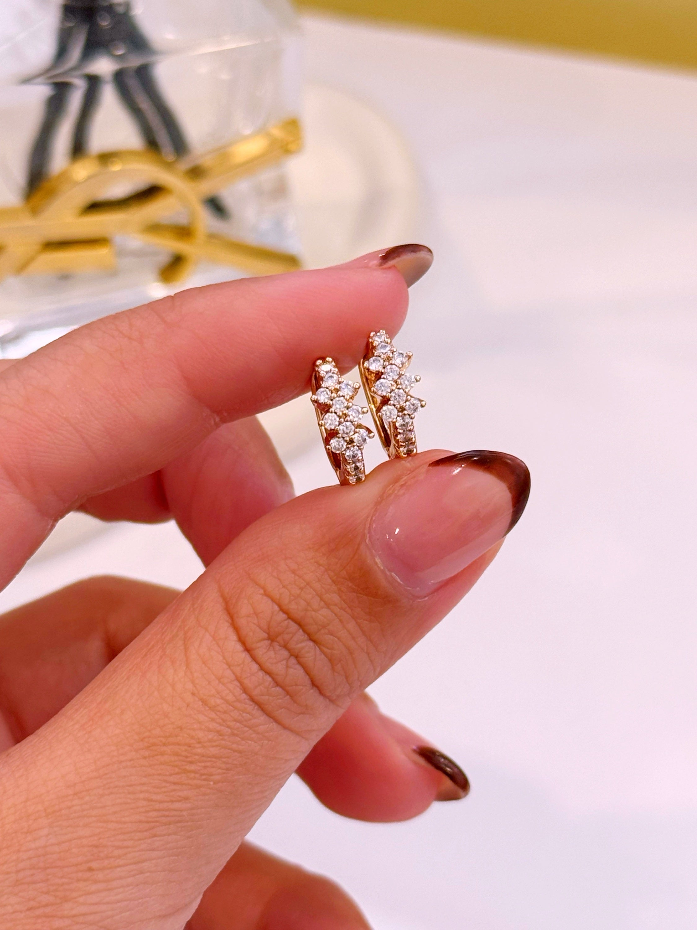 Argolinhas com brilhantes | Rose Gold