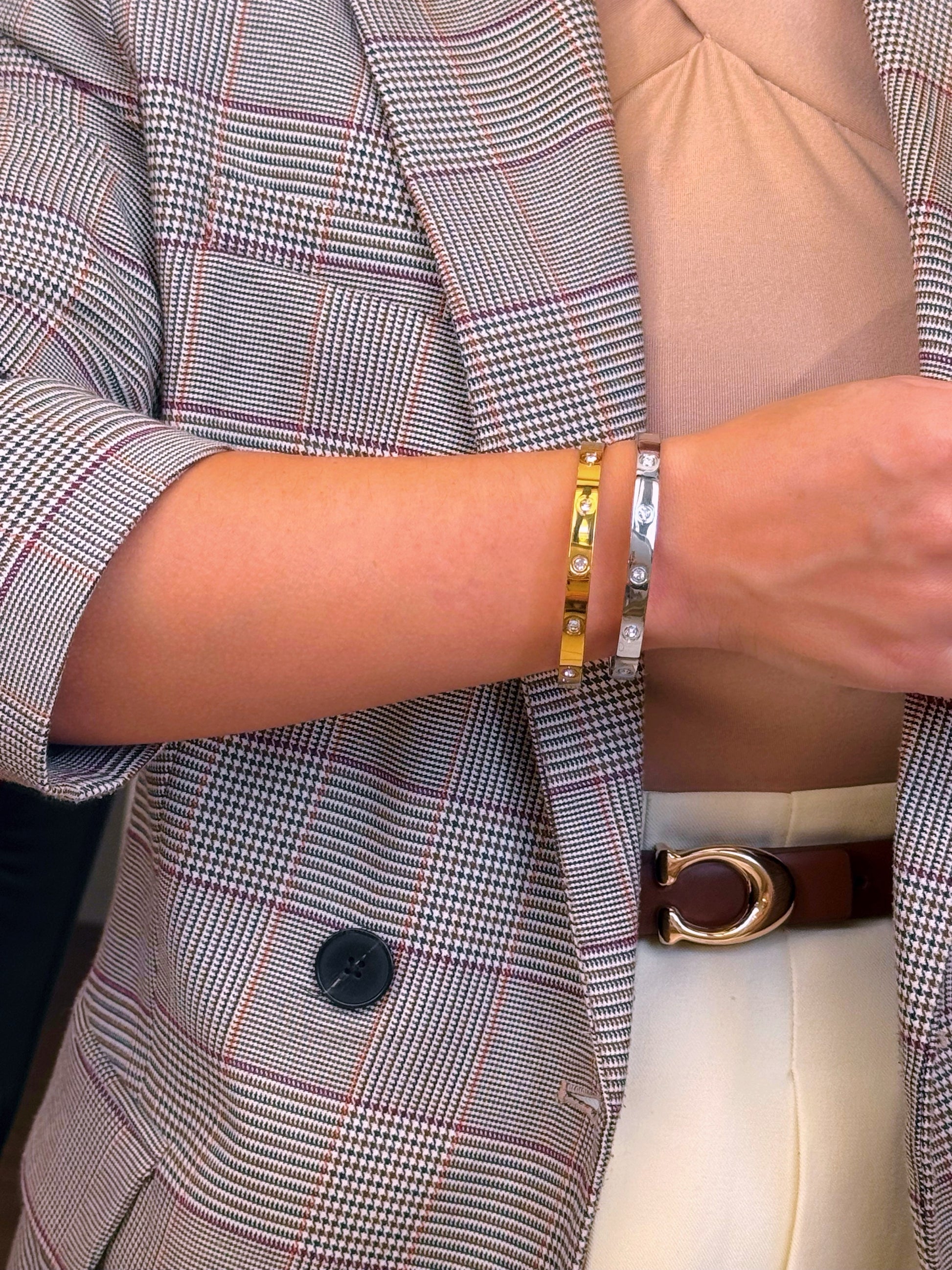 Pulseira Rígida – Escrava Com Brilhantes | 2 cores