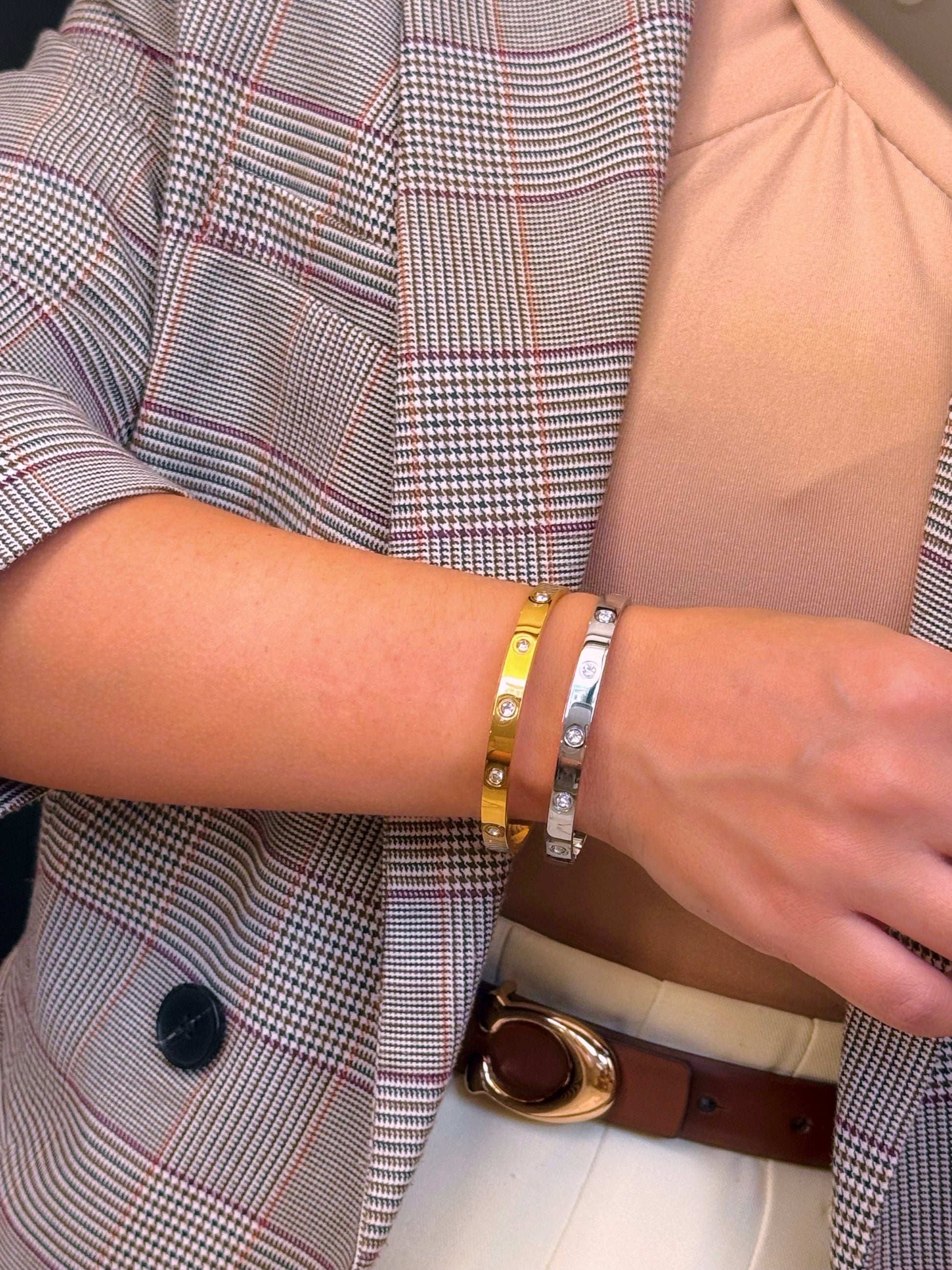 Pulseira Rígida – Escrava Com Brilhantes | 2 cores