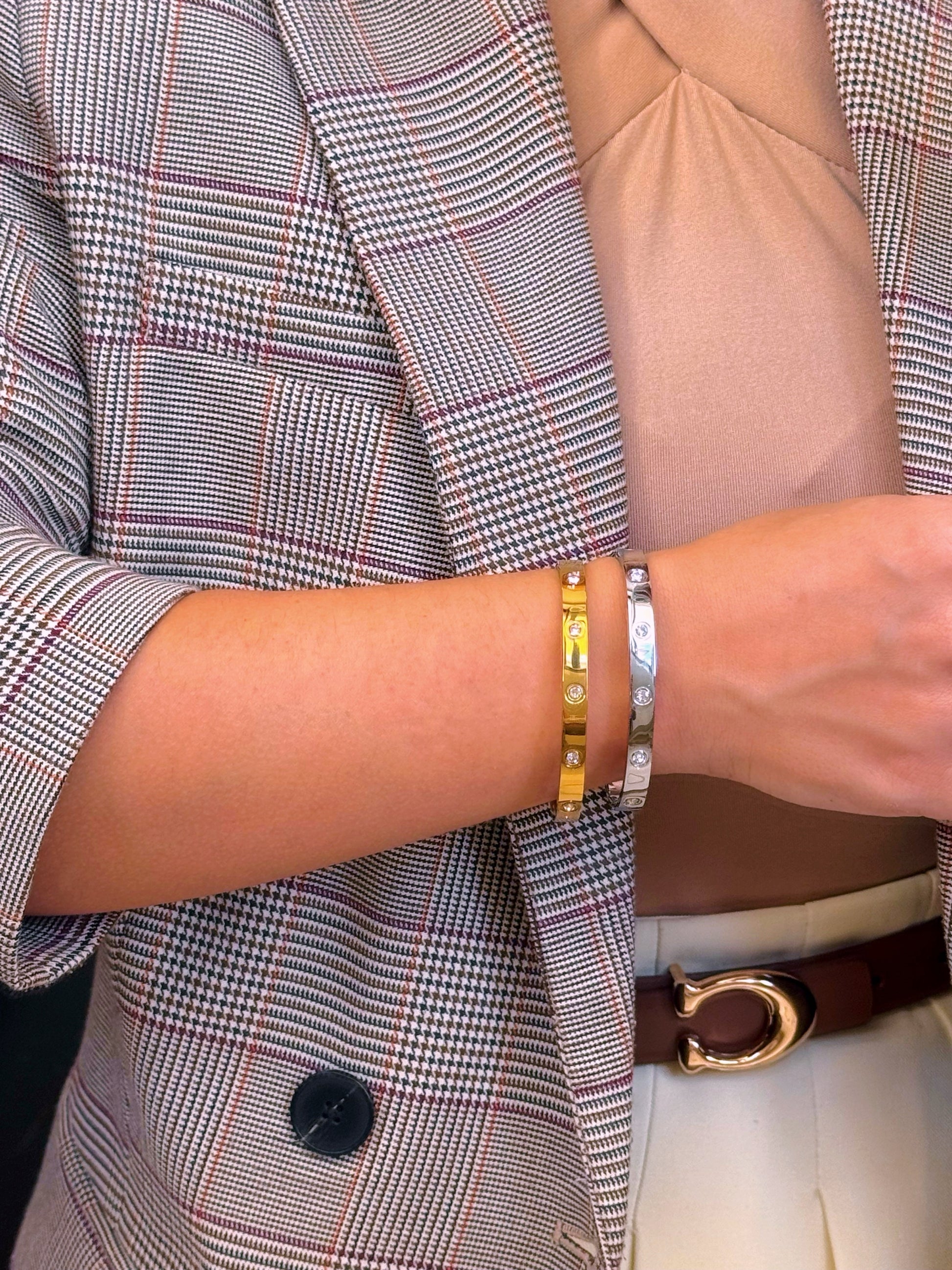 Pulseira Rígida – Escrava Com Brilhantes | 2 cores