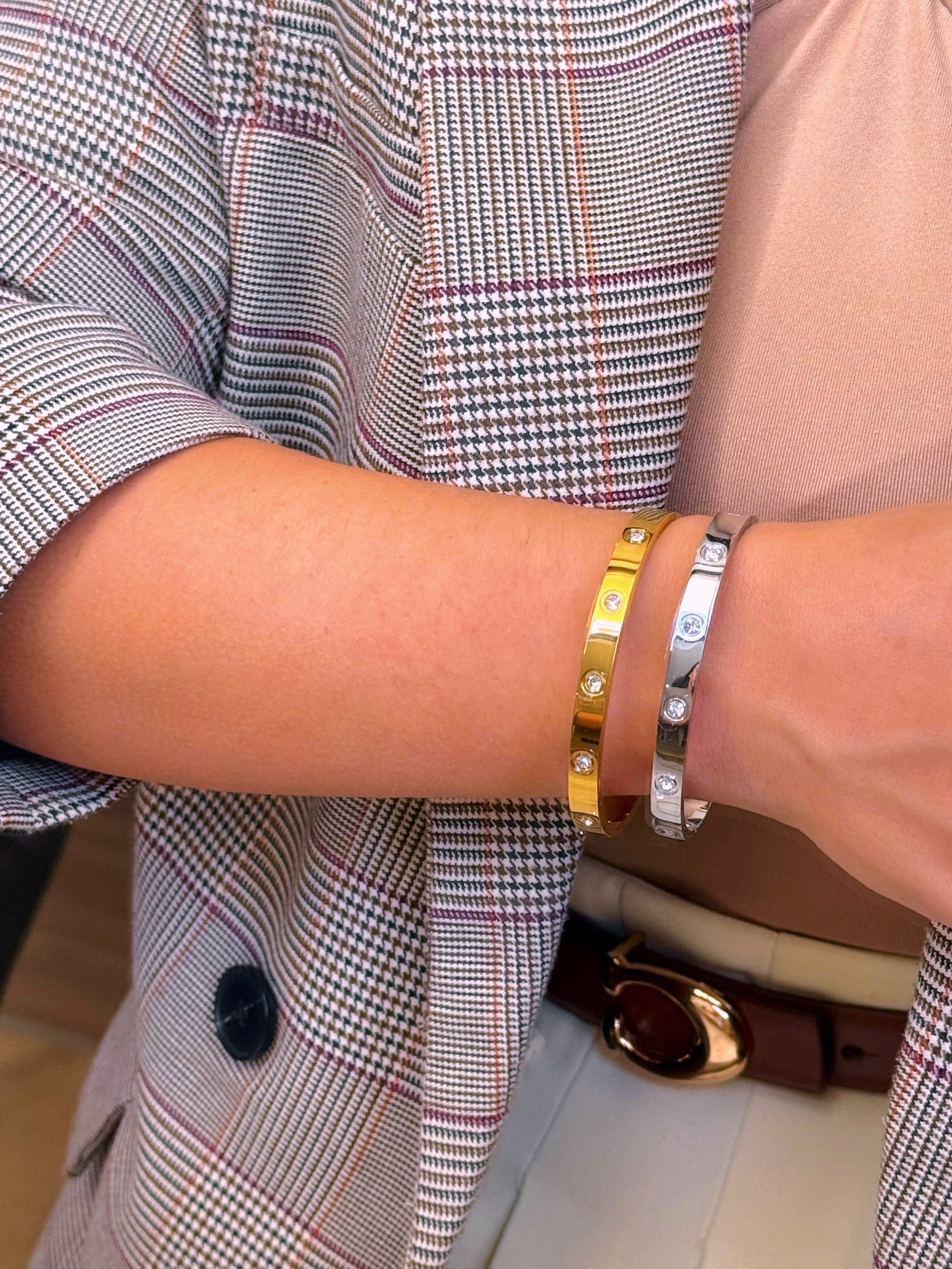 Pulseira Rígida – Escrava Com Brilhantes | 2 cores