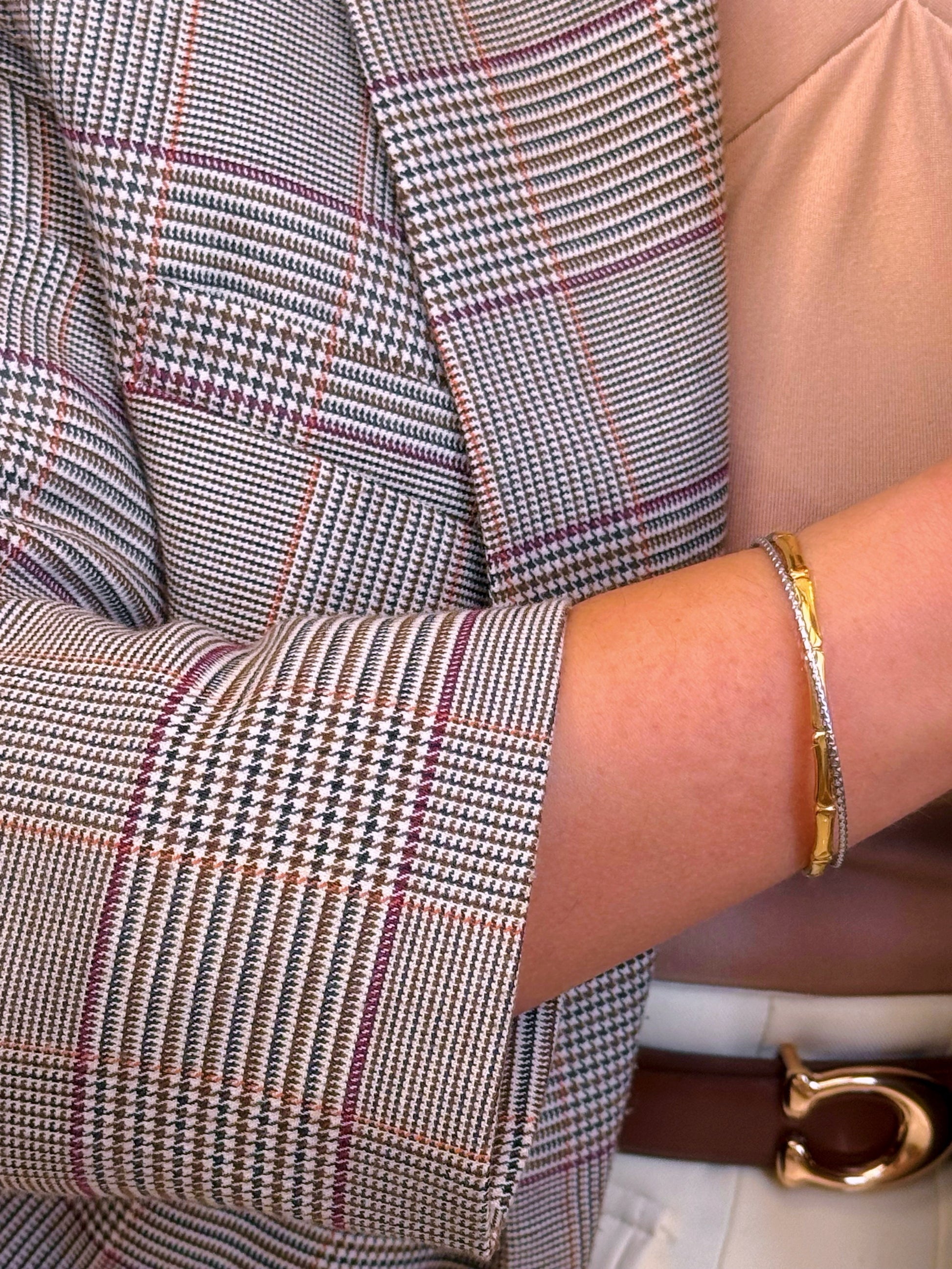 Pulseira Rígida efeito cruzado | Mix Dourado e Prateado